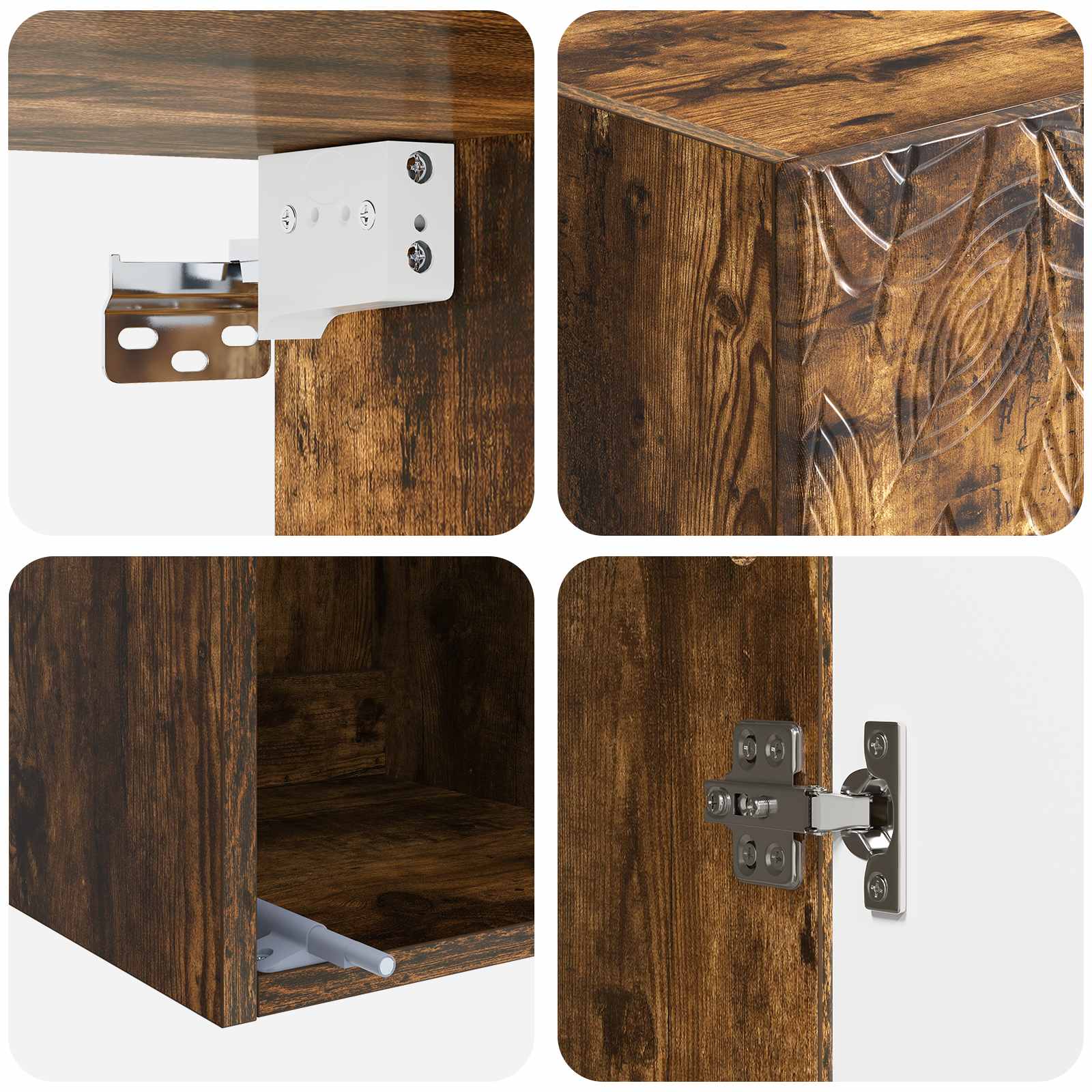 Wandkast Gerookt eiken 33 x 34,5 x 90 cm Bewerkt hout – afbeelding 7