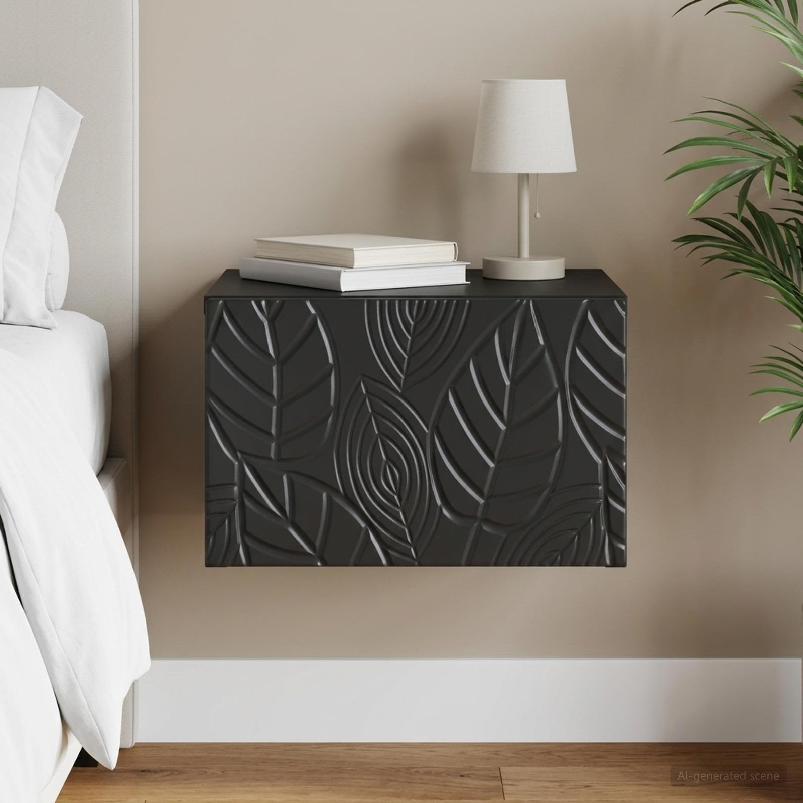 Wandmontage Zijtafel Zwart 34,5 x 33 x 20 cm Bewerkt hout – afbeelding 1