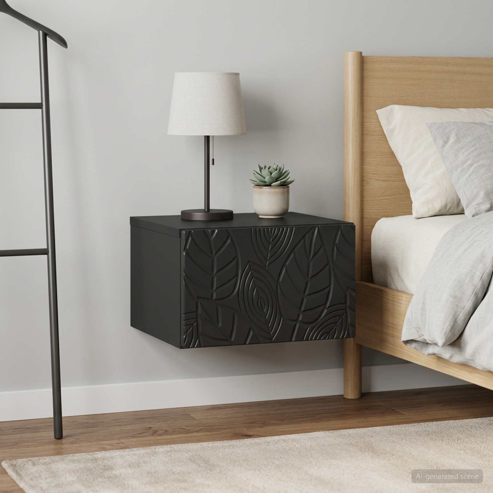 Wandmontage Zijtafel 2 pcs Zwart 34,5 x 33 x 20 cm Bewerkt hout – afbeelding 3