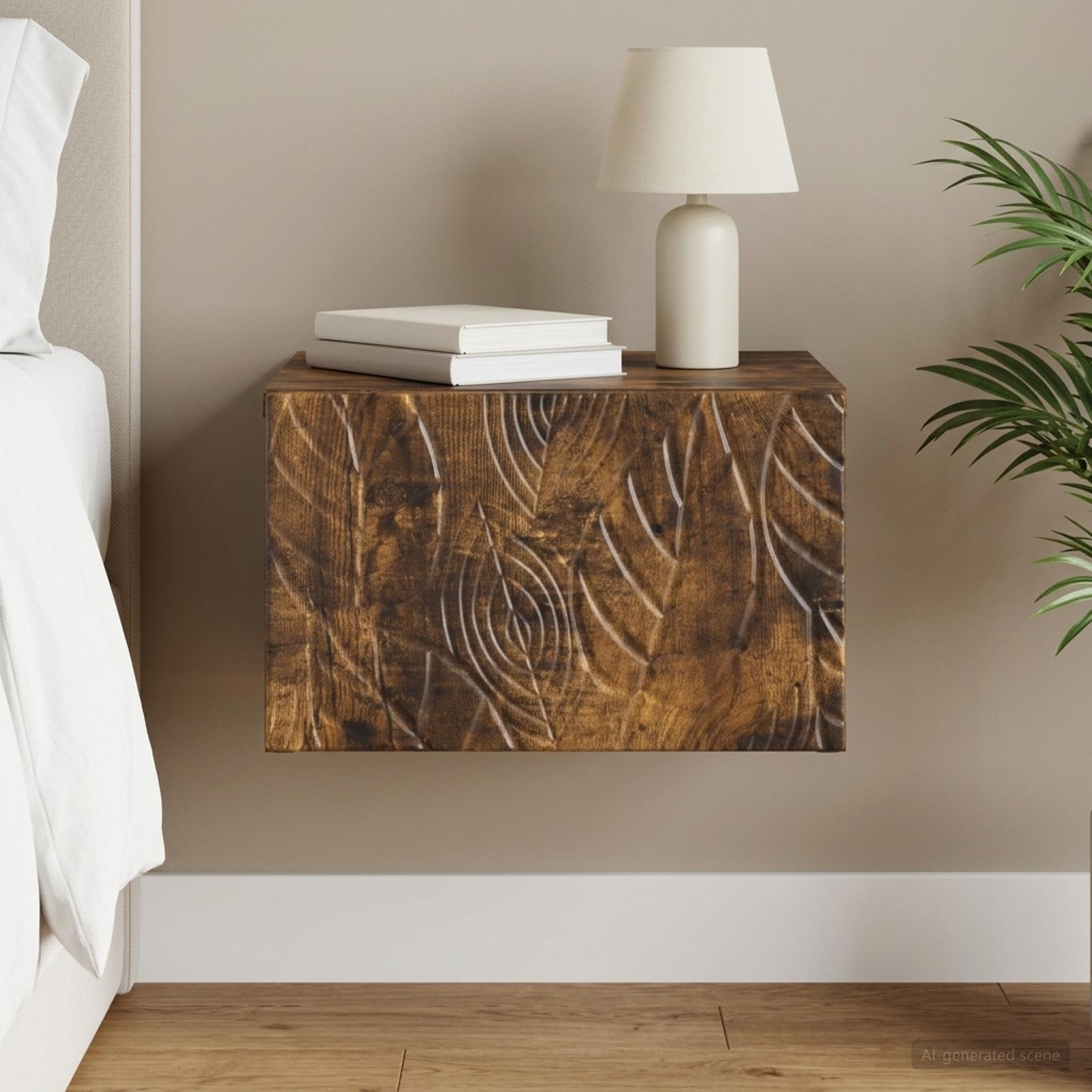 Wandmontage Zijtafel Gerookt eiken 34,5 x 33 x 20 cm – afbeelding 1