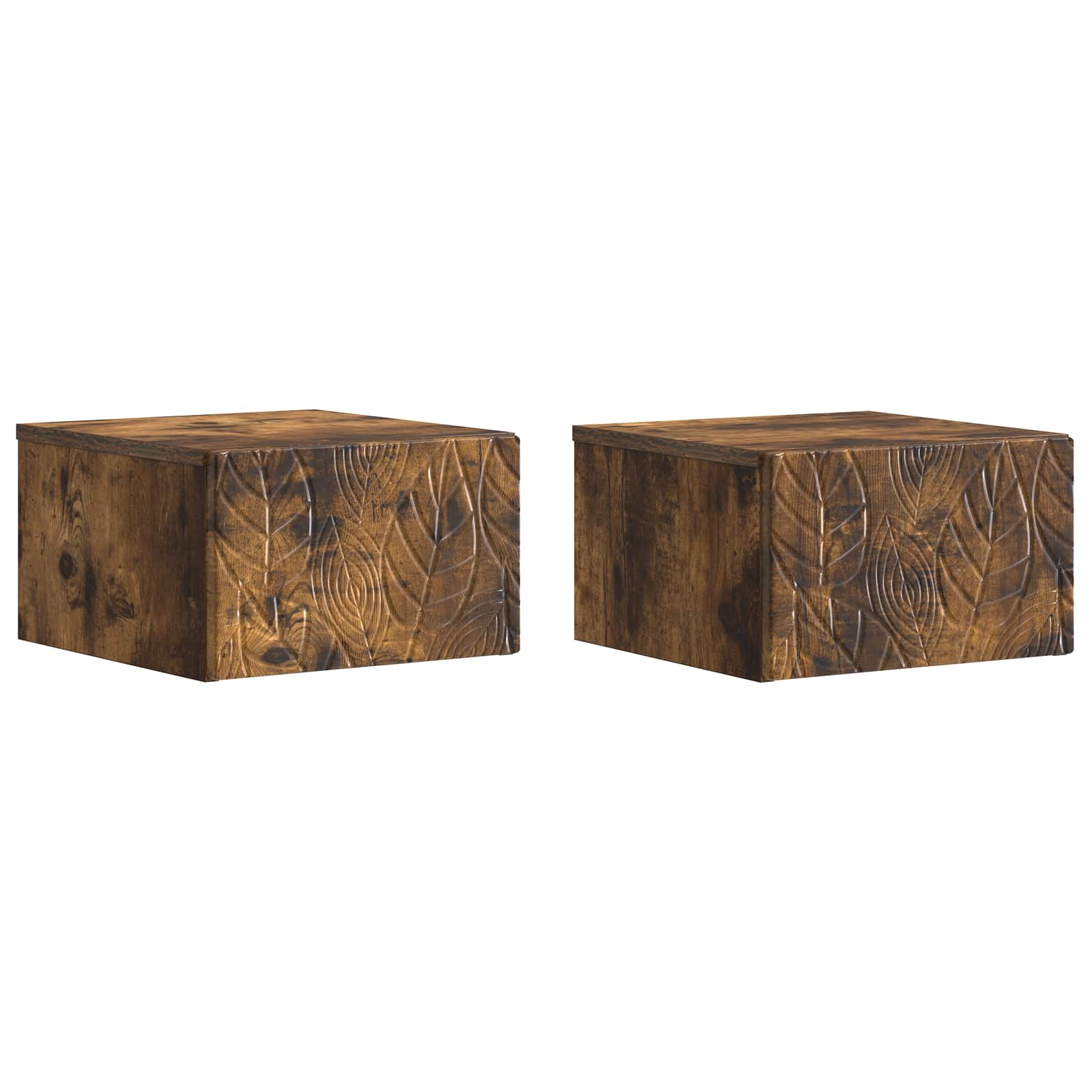 Wandmontage Zijtafel 2 pcs Gerookt eiken 34,5 x 33 x 20 cm – afbeelding 2