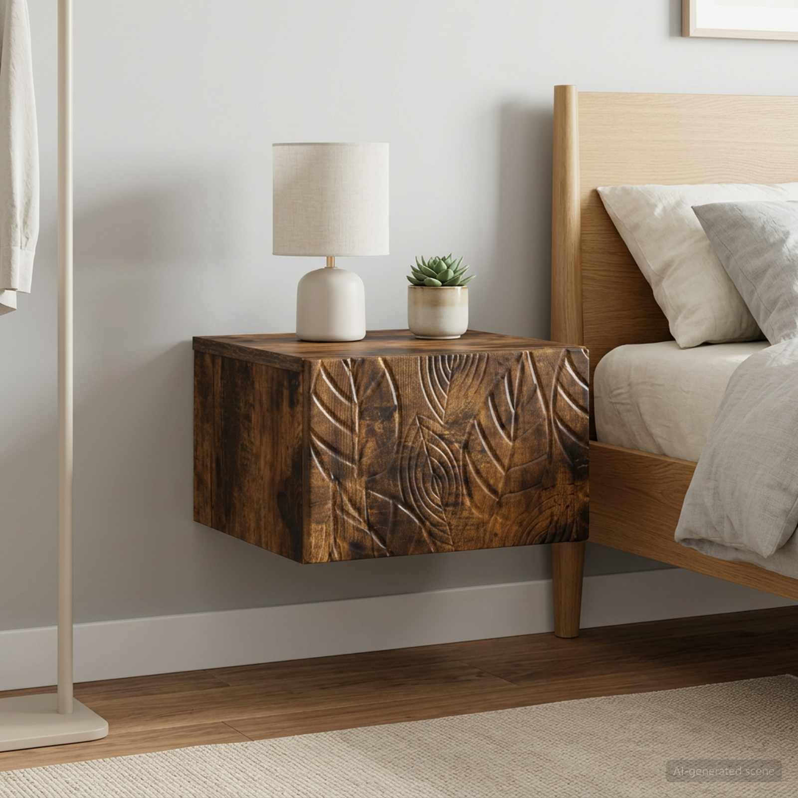 Wandmontage Zijtafel 2 pcs Gerookt eiken 34,5 x 33 x 20 cm – afbeelding 3