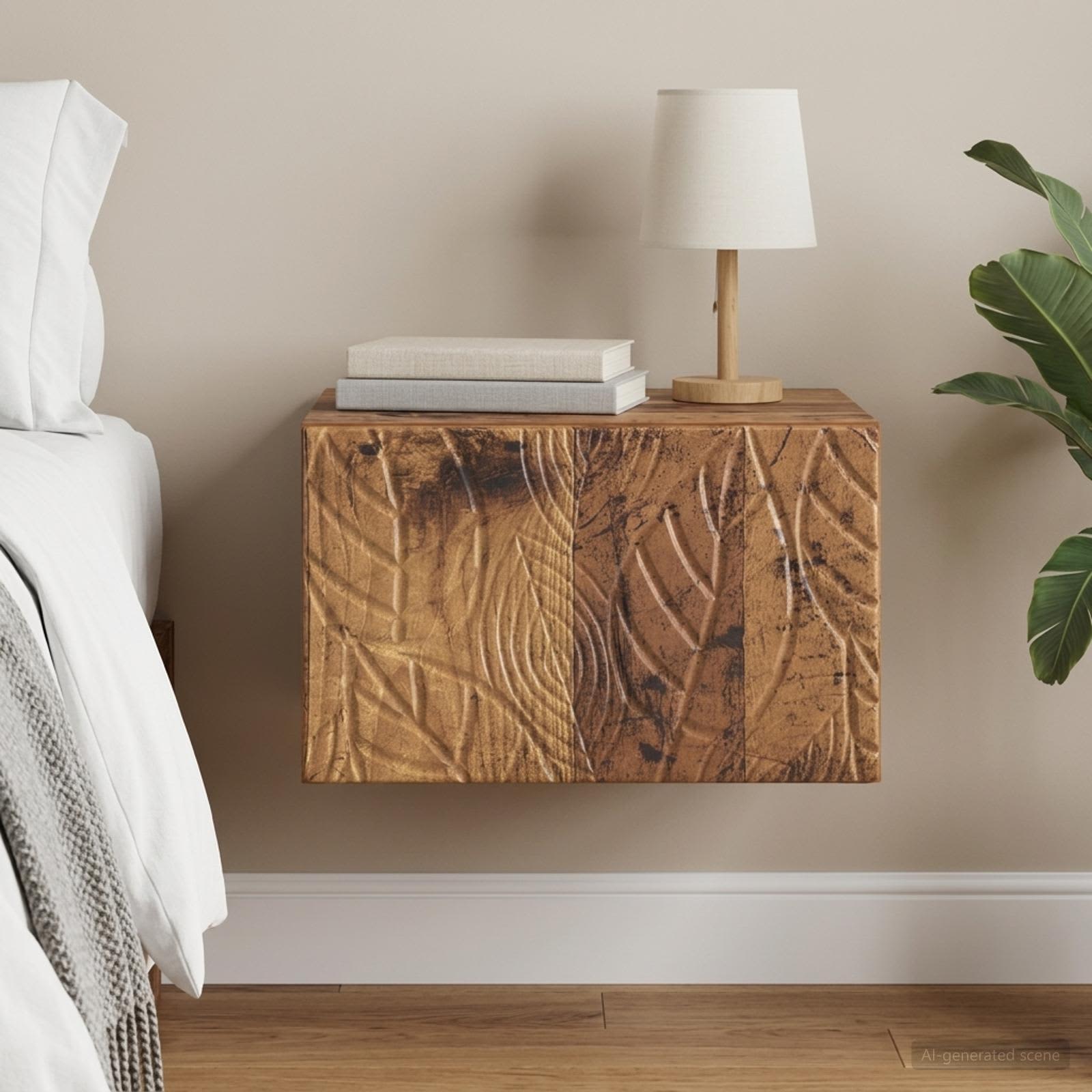 Wandmontage Zijtafel Oud hout 34,5 x 33 x 20 cm Bewerkt hout – afbeelding 1