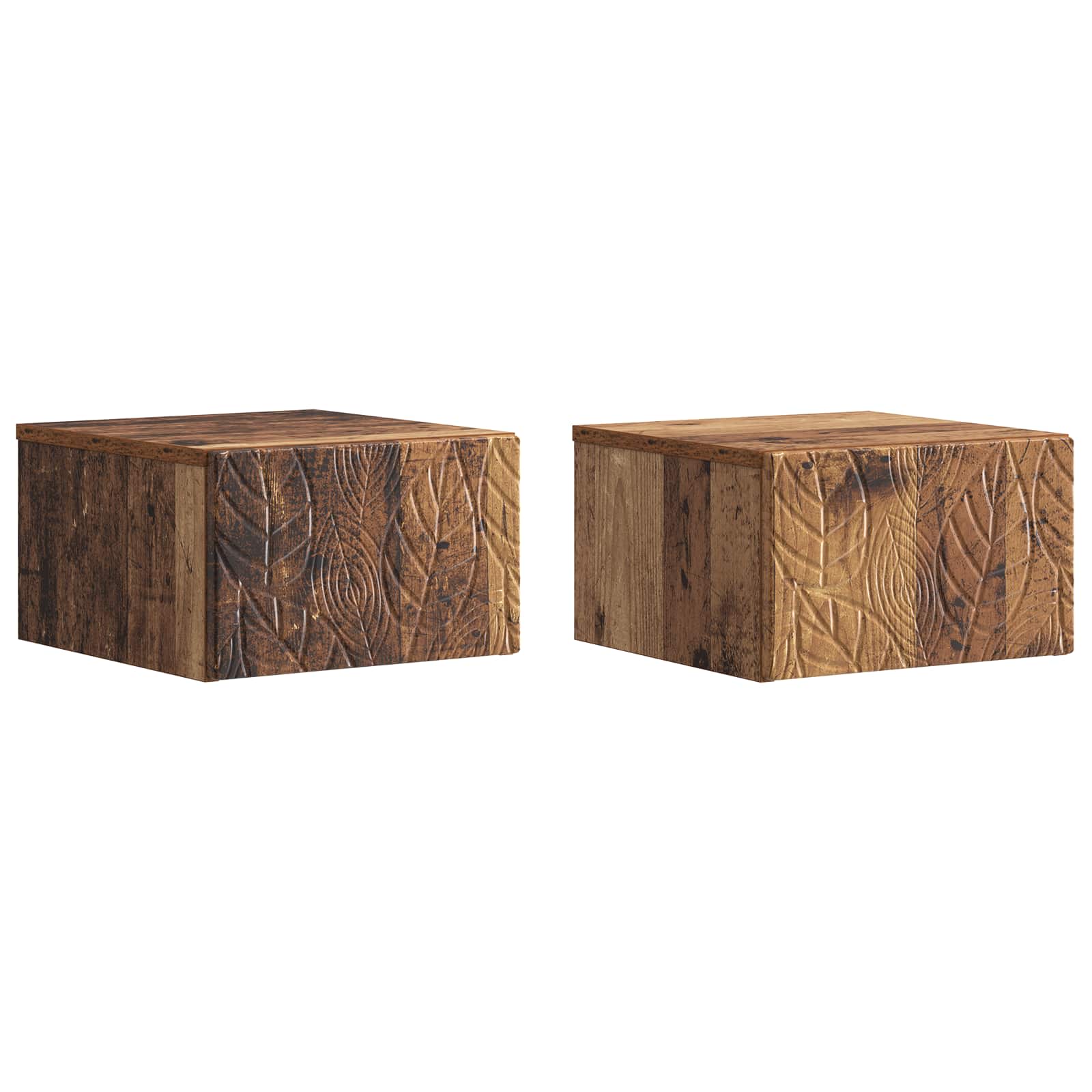 Wandmontage Zijtafel 2 pcs Oud hout 34,5 x 33 x 20 cm – afbeelding 2