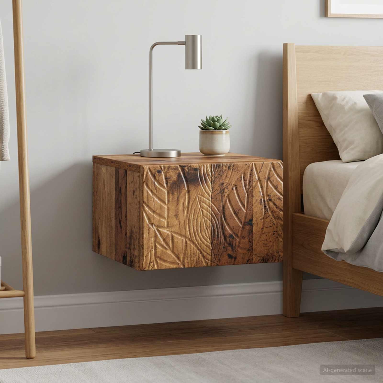 Wandmontage Zijtafel 2 pcs Oud hout 34,5 x 33 x 20 cm – afbeelding 3