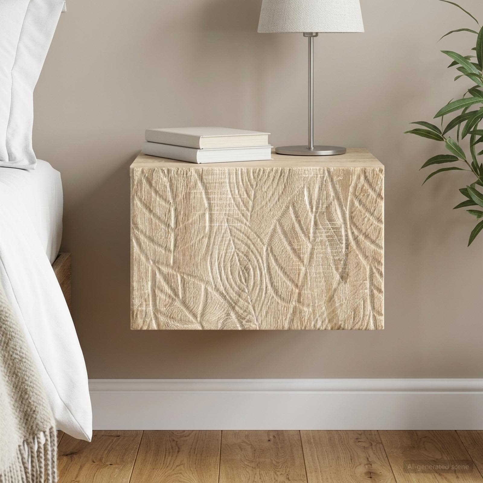 Wandbeugel Bedkast Sonoma Eiken 49 x 34,5 x 20 cm Bewerkt hout – afbeelding 1