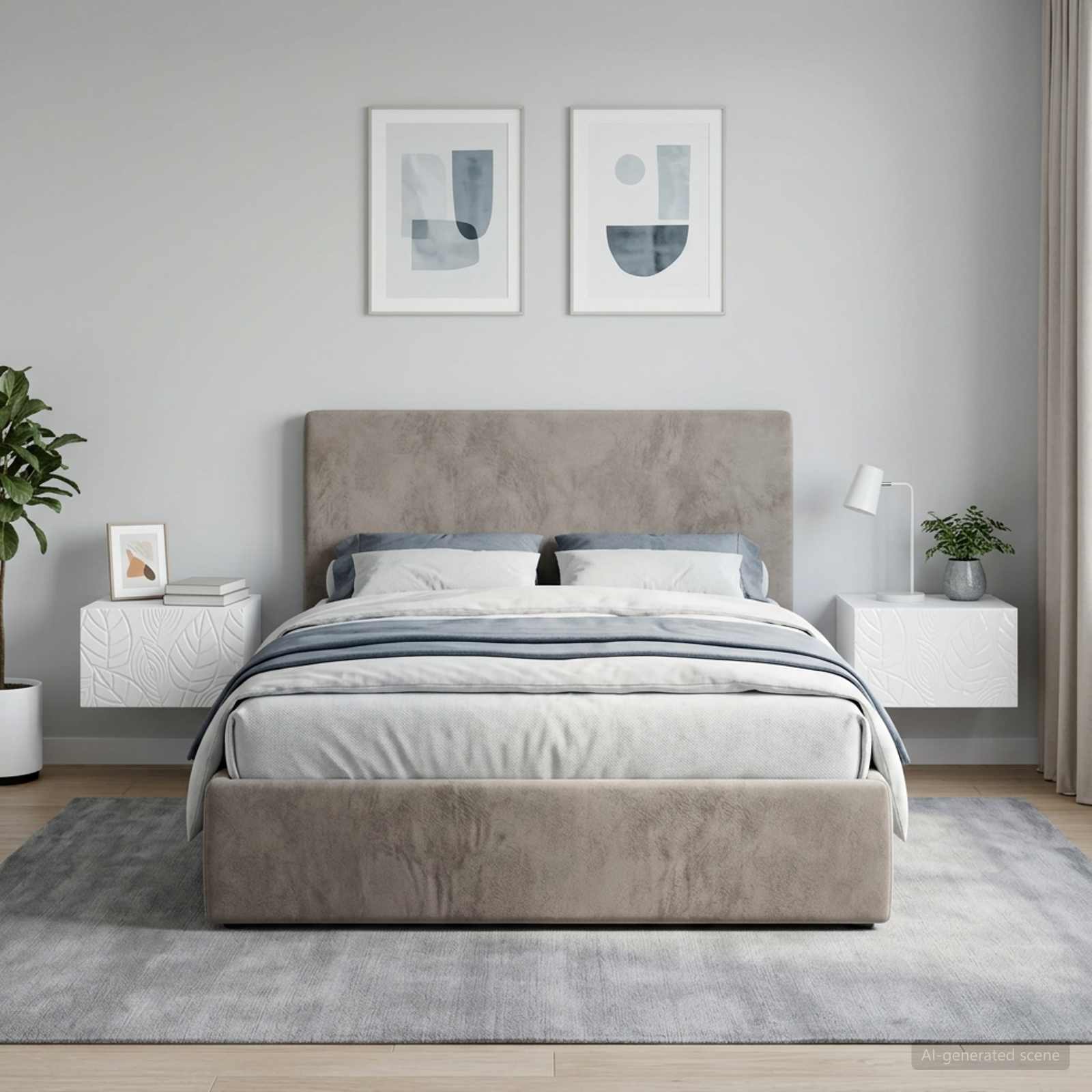 Wandbeugel Bedkast 2 pcs Hoogglans Wit 49 x 34,5 x 20 cm – afbeelding 1
