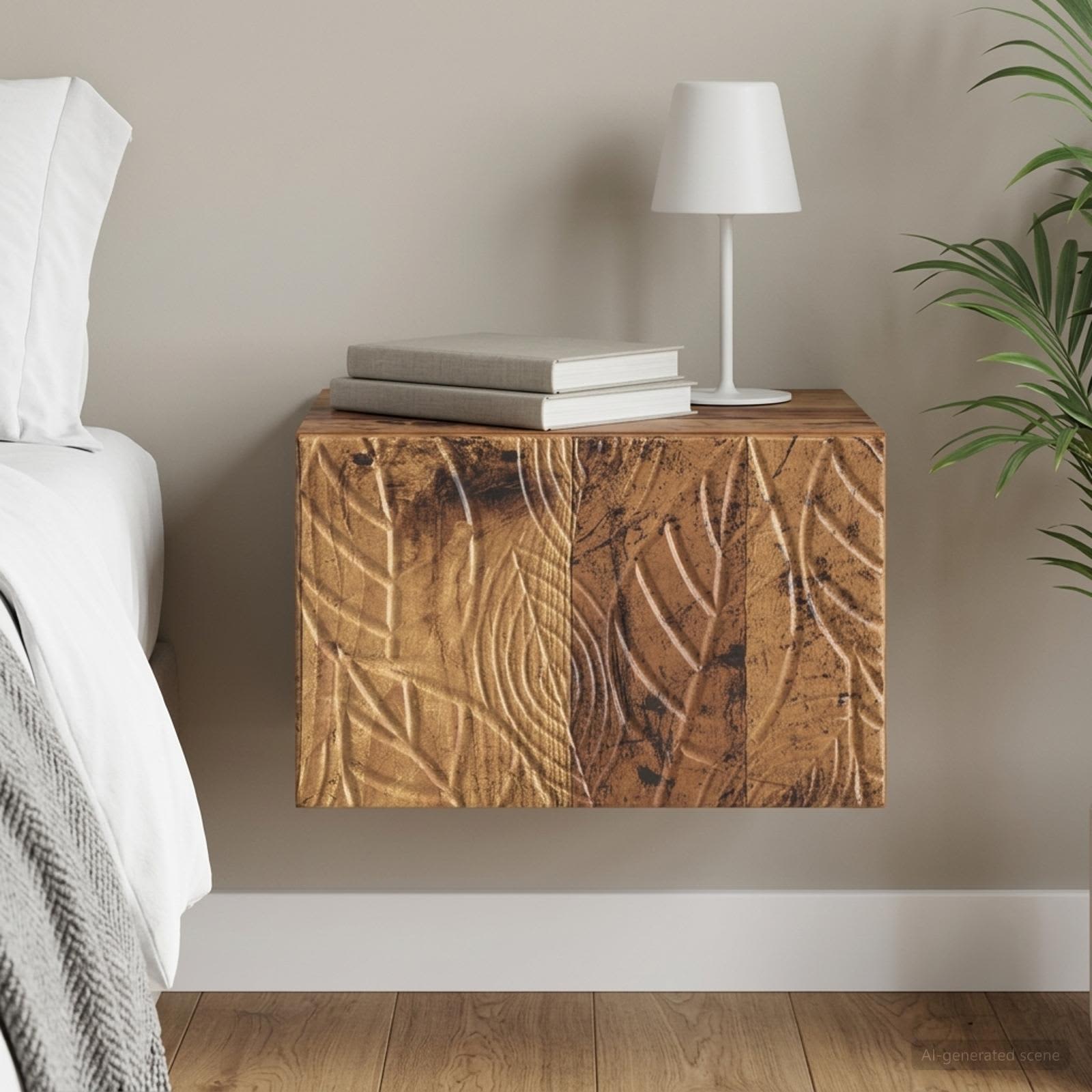 Wandbeugel Bedkast Oud hout 49 x 34,5 x 20 cm Bewerkt hout – afbeelding 1