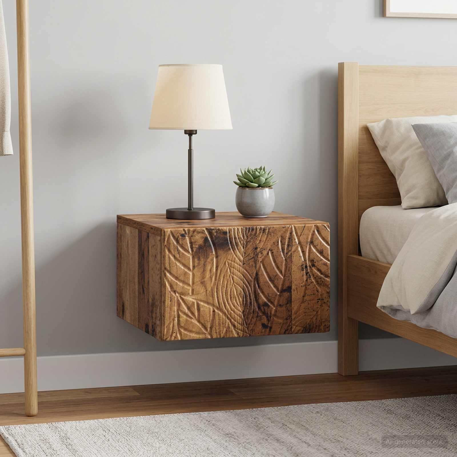 Wandbeugel Bedkast 2 pcs Oud hout 49 x 34,5 x 20 cm – afbeelding 1