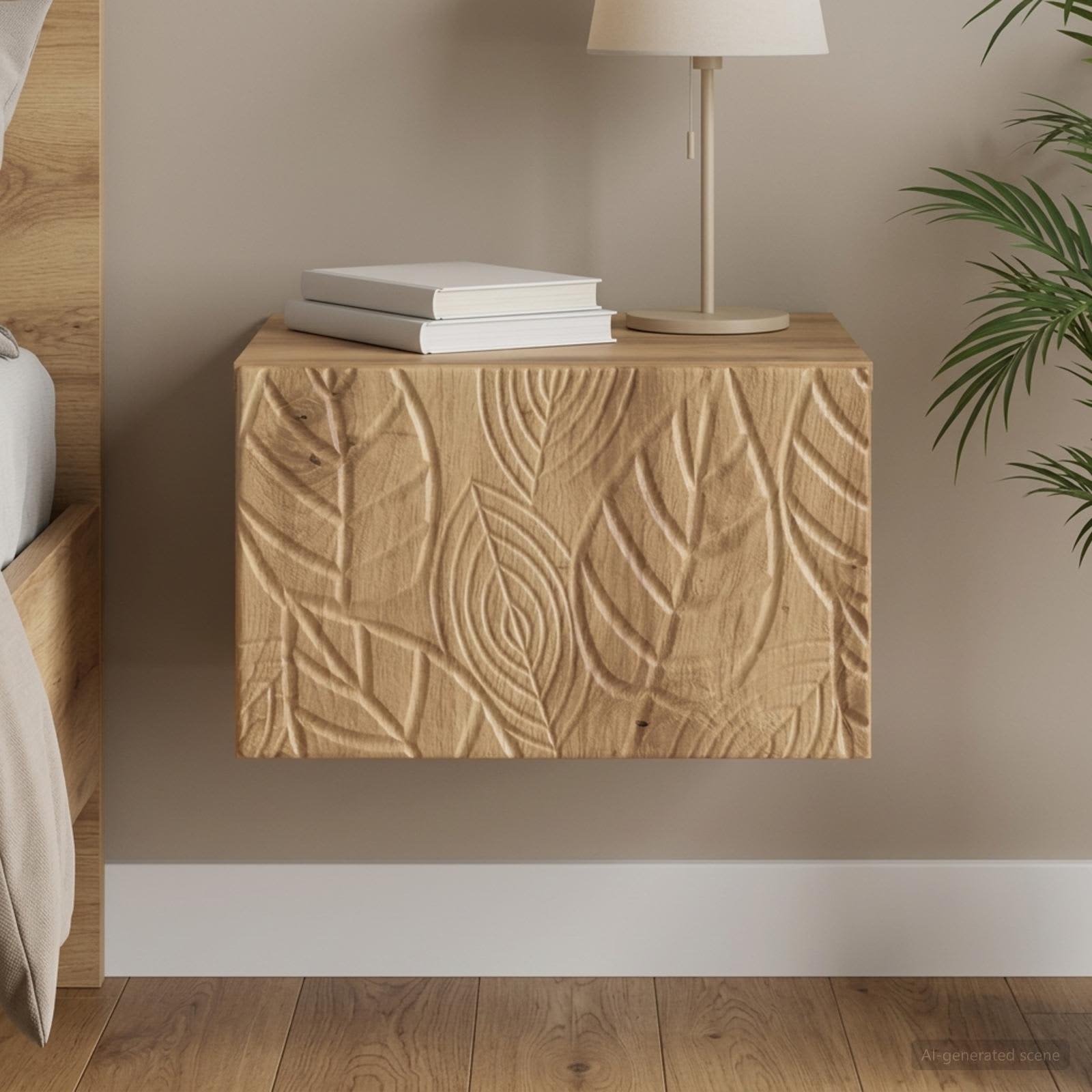 Wandbeugel Bedkast Artisanaal eiken 49 x 34,5 x 20 cm – afbeelding 1