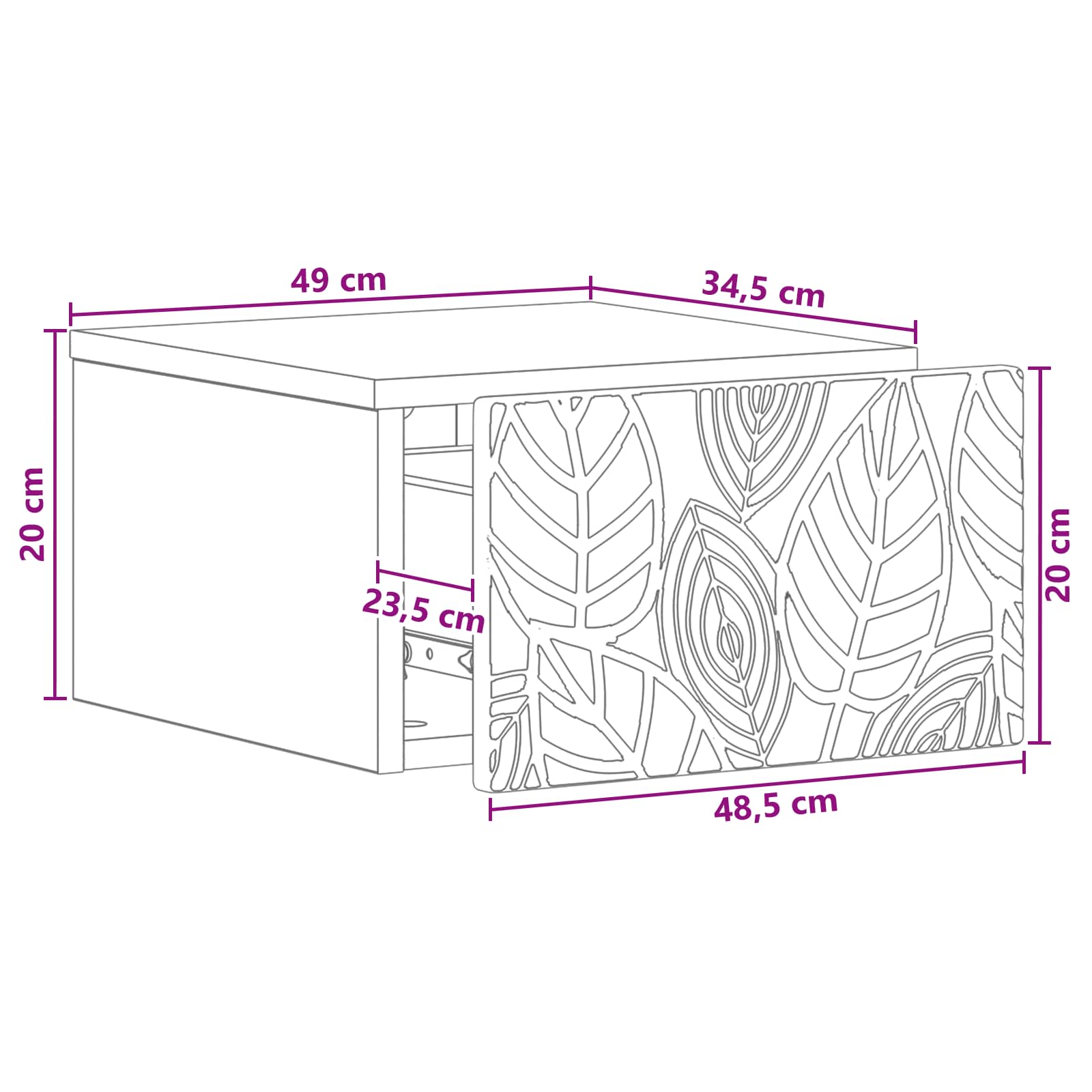 Wandbeugel Bedkast Artisanaal eiken 49 x 34,5 x 20 cm – afbeelding 10