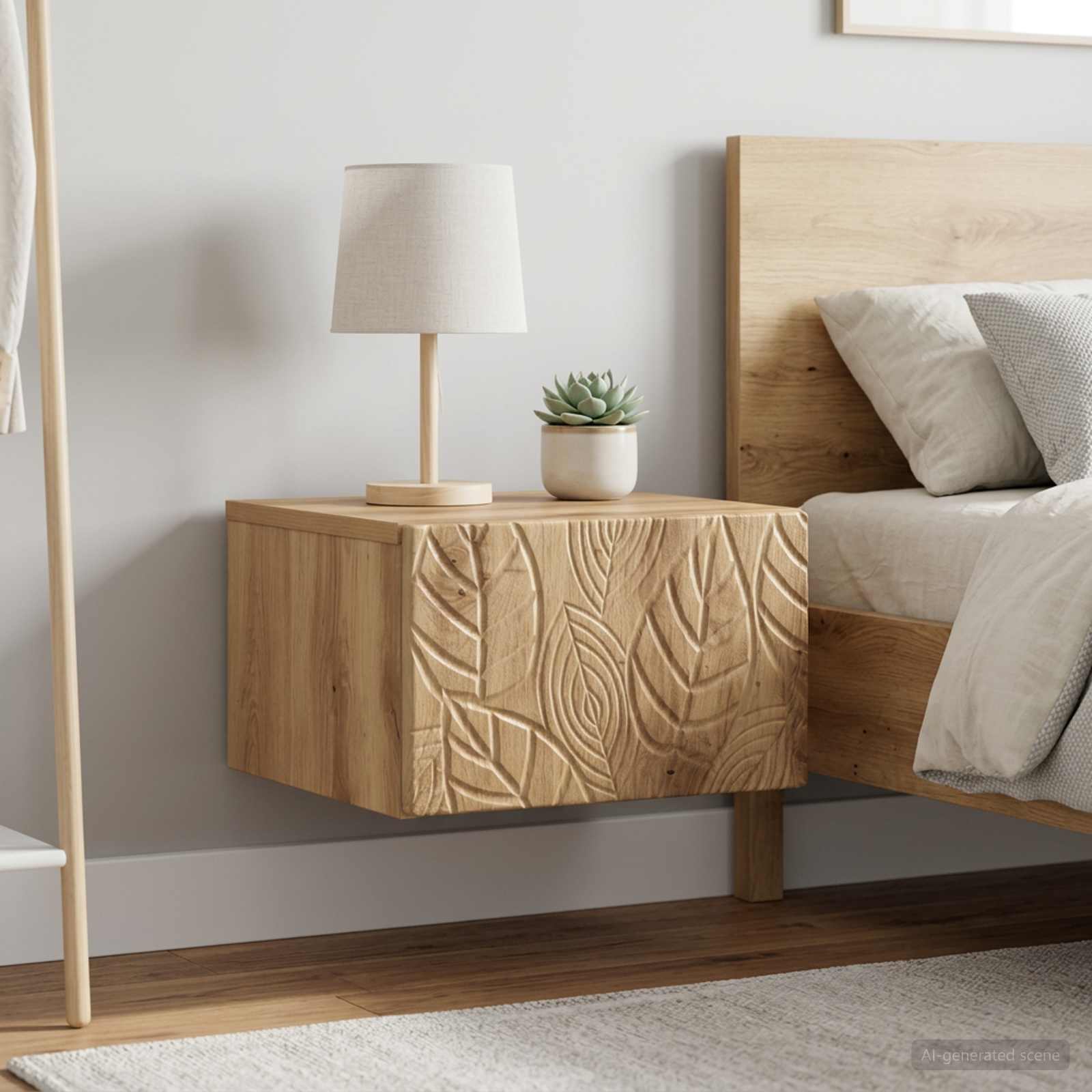 Wandbeugel Bedkast 2 st Artisanaal eiken 49 x 34,5 x 20 cm