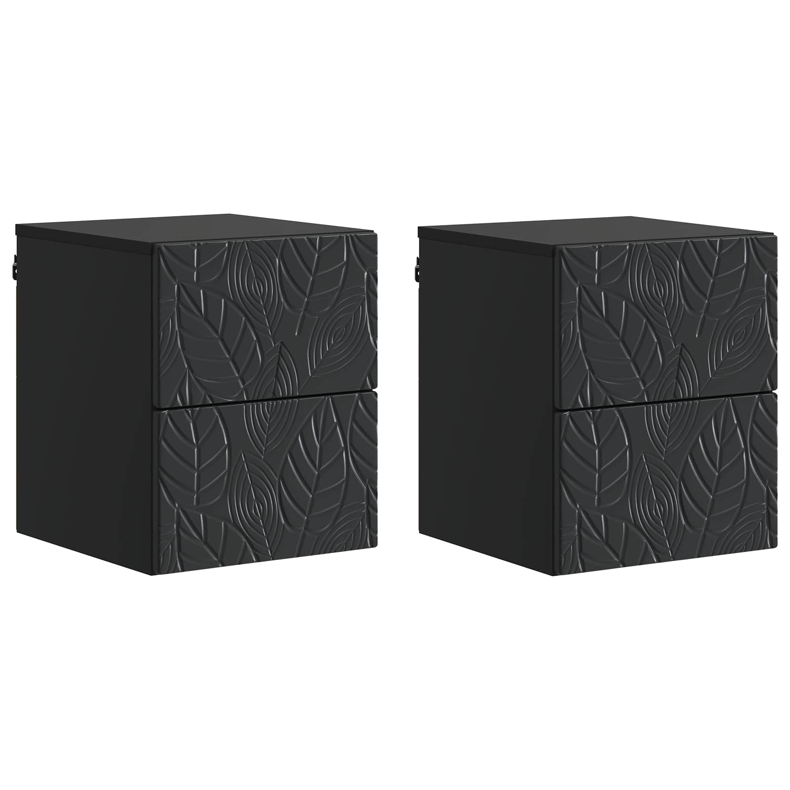 Wandbeugel Bedkast 2 pcs Zwart 34,5 x 33 x 40 cm Bewerkt hout – afbeelding 2