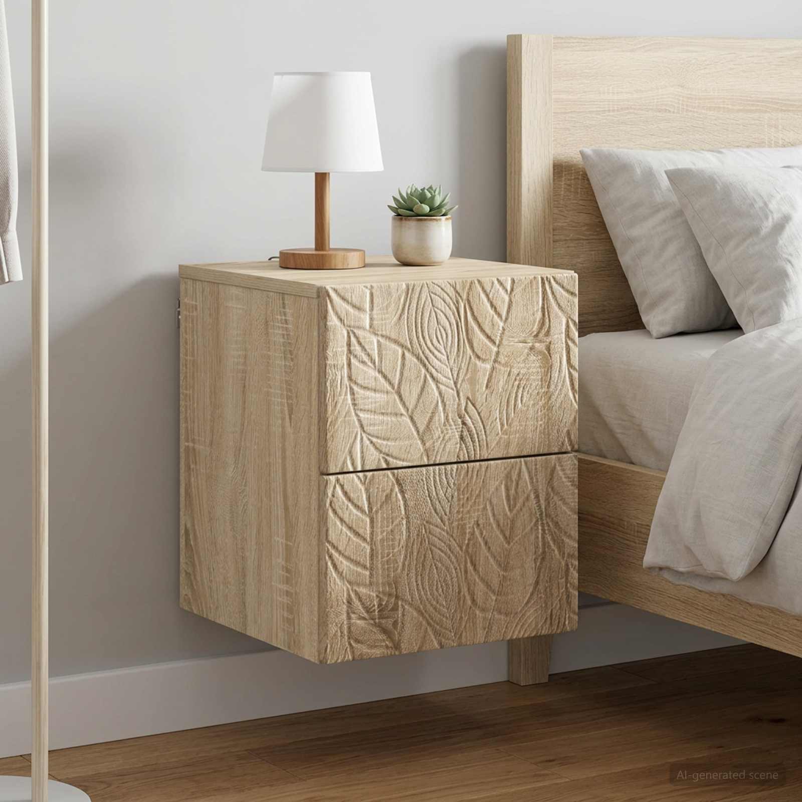 Wandbeugel Bedkast 2 pcs Sonoma Eiken 34,5 x 33 x 40 cm – afbeelding 1
