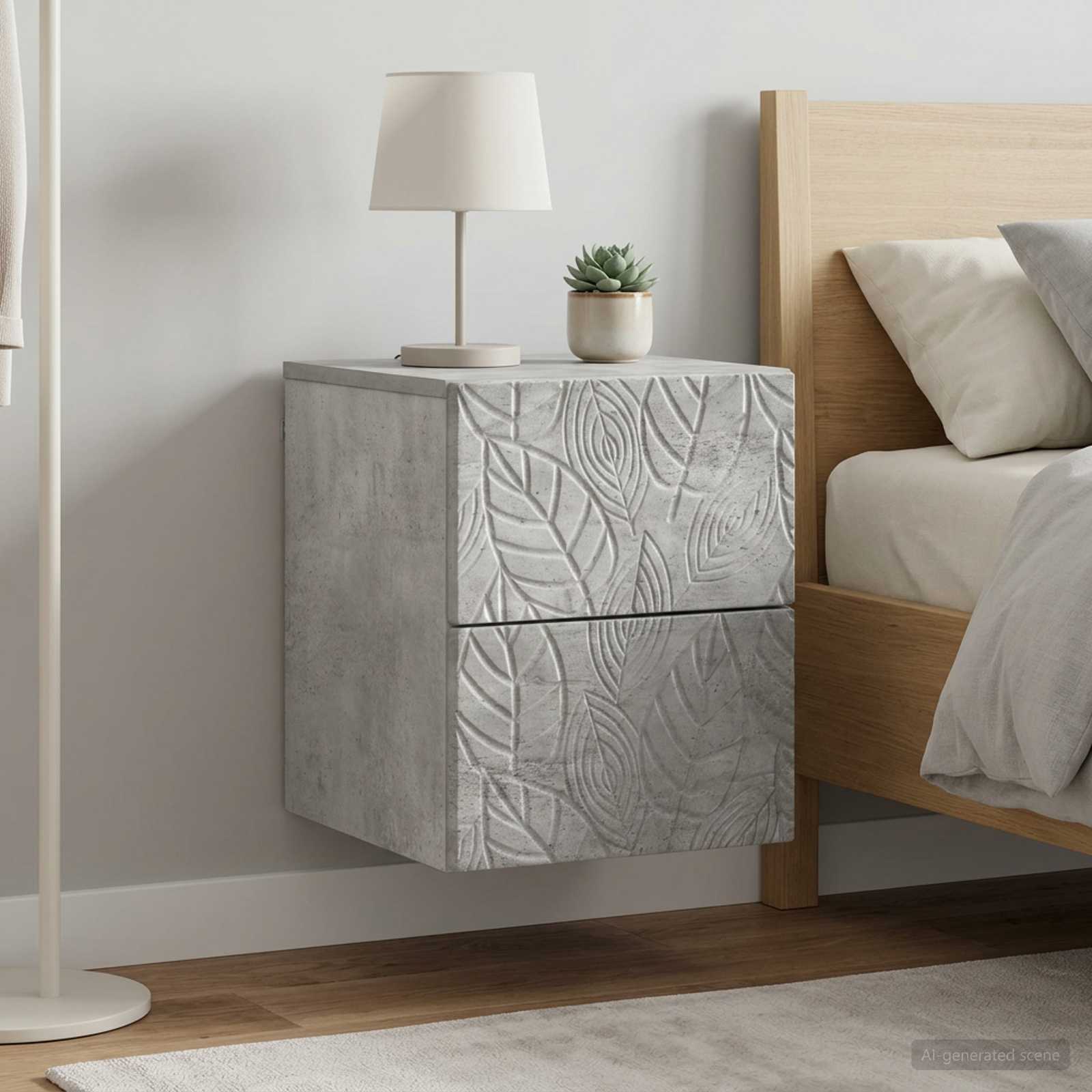 Wandbeugel Bedkast 2 pcs Betongrijs 34,5 x 33 x 40 cm – afbeelding 3