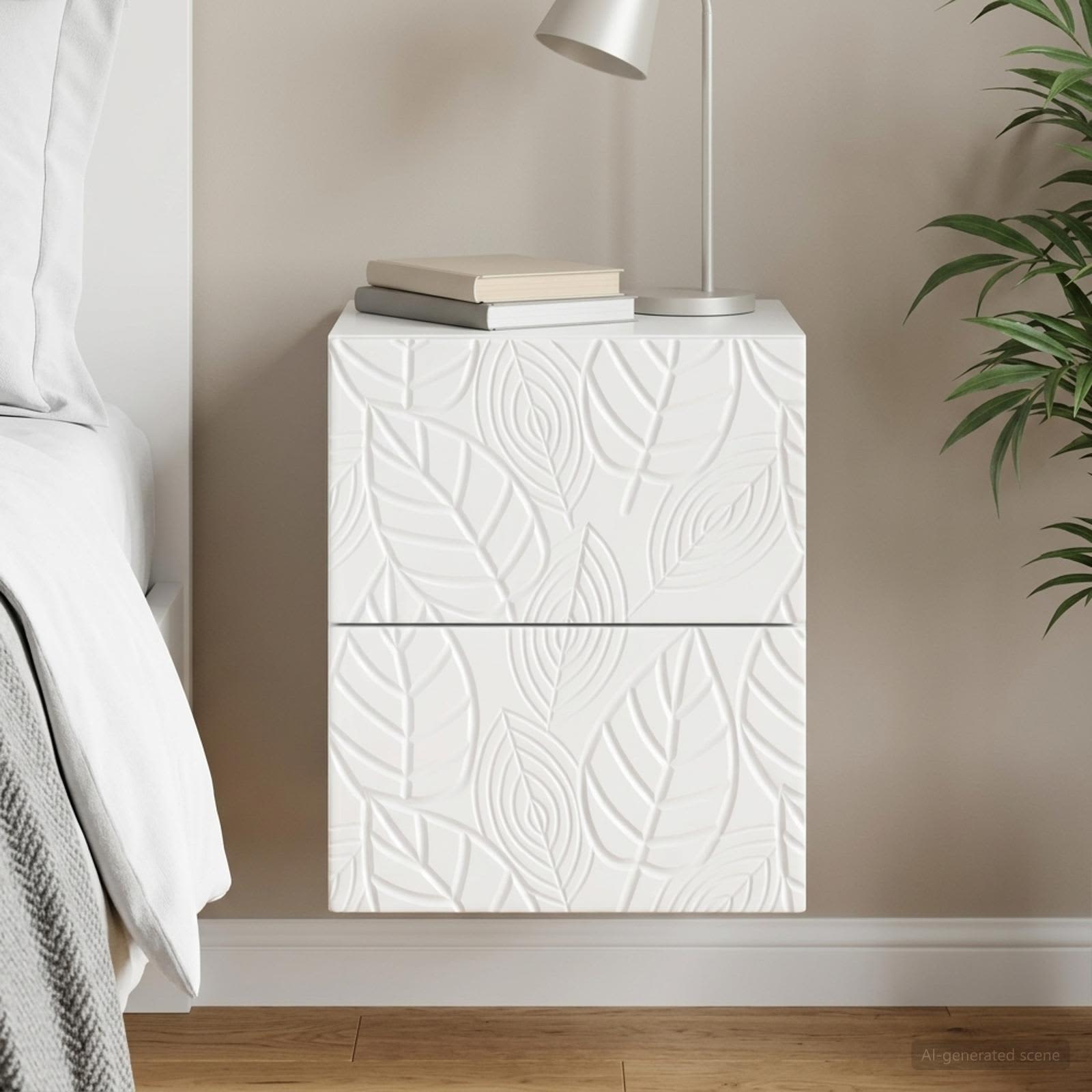 Wandbeugel Bedkast Hoogglans Wit 34,5 x 33 x 40 cm Bewerkt hout