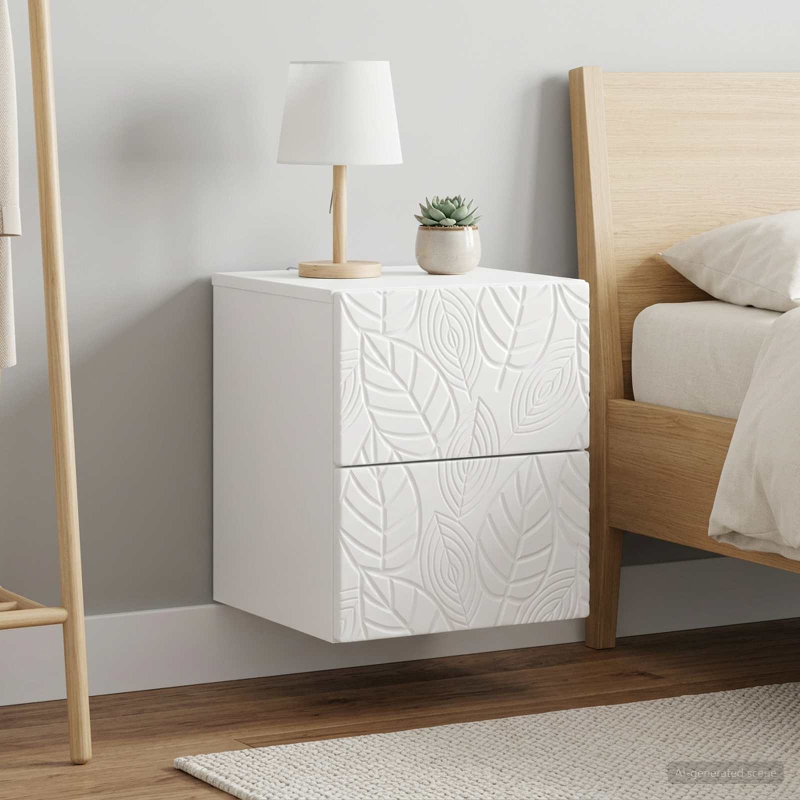 Wandbeugel Bedkast 2 pcs Hoogglans Wit 34,5 x 33 x 40 cm
