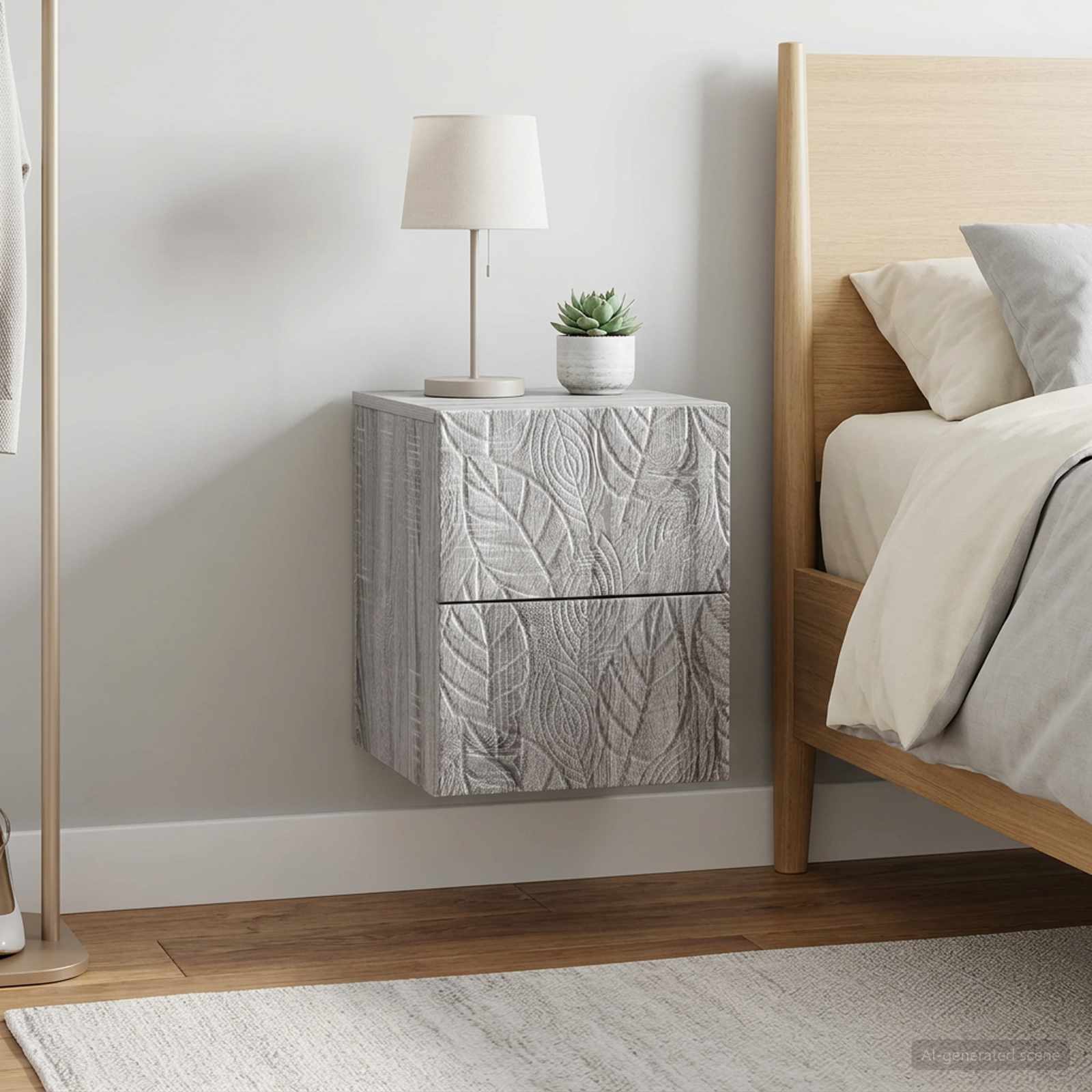 Wandbeugel Bedkast 2 pcs Grijs Sonoma 34,5 x 33 x 40 cm – afbeelding 1