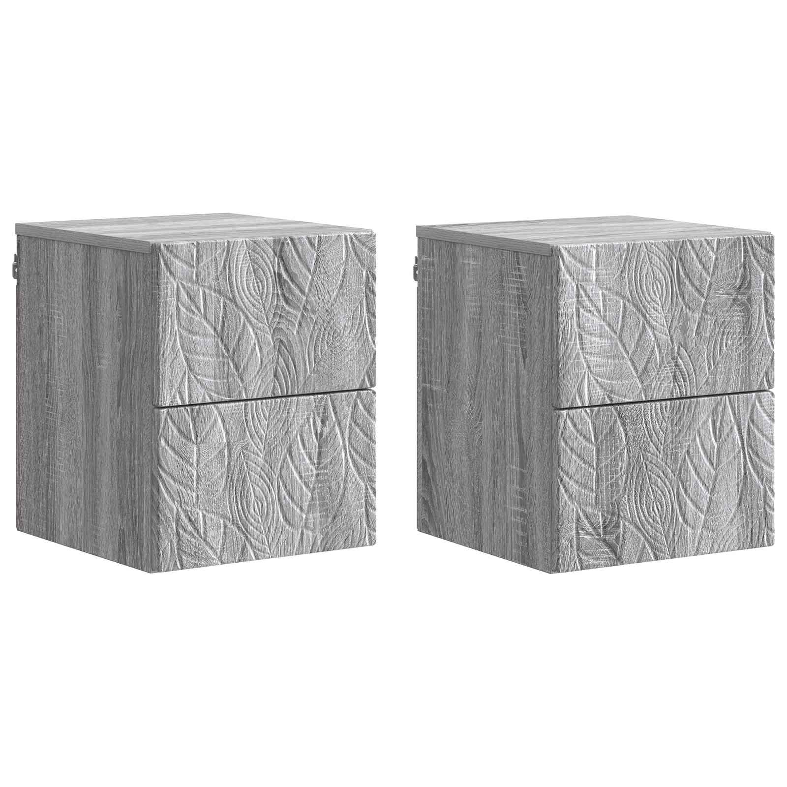 Wandbeugel Bedkast 2 pcs Grijs Sonoma 34,5 x 33 x 40 cm – afbeelding 2