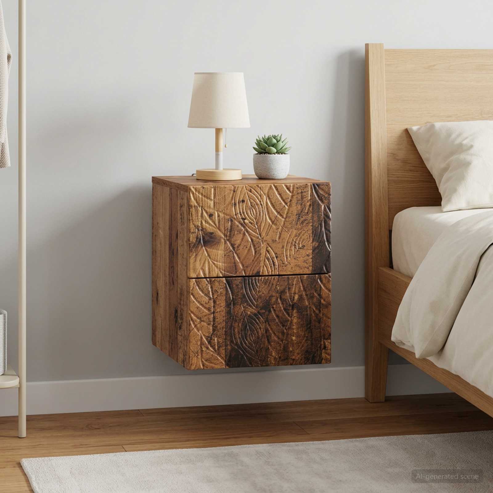 Wandbeugel Bedkast 2 pcs Oud hout 34,5 x 33 x 40 cm