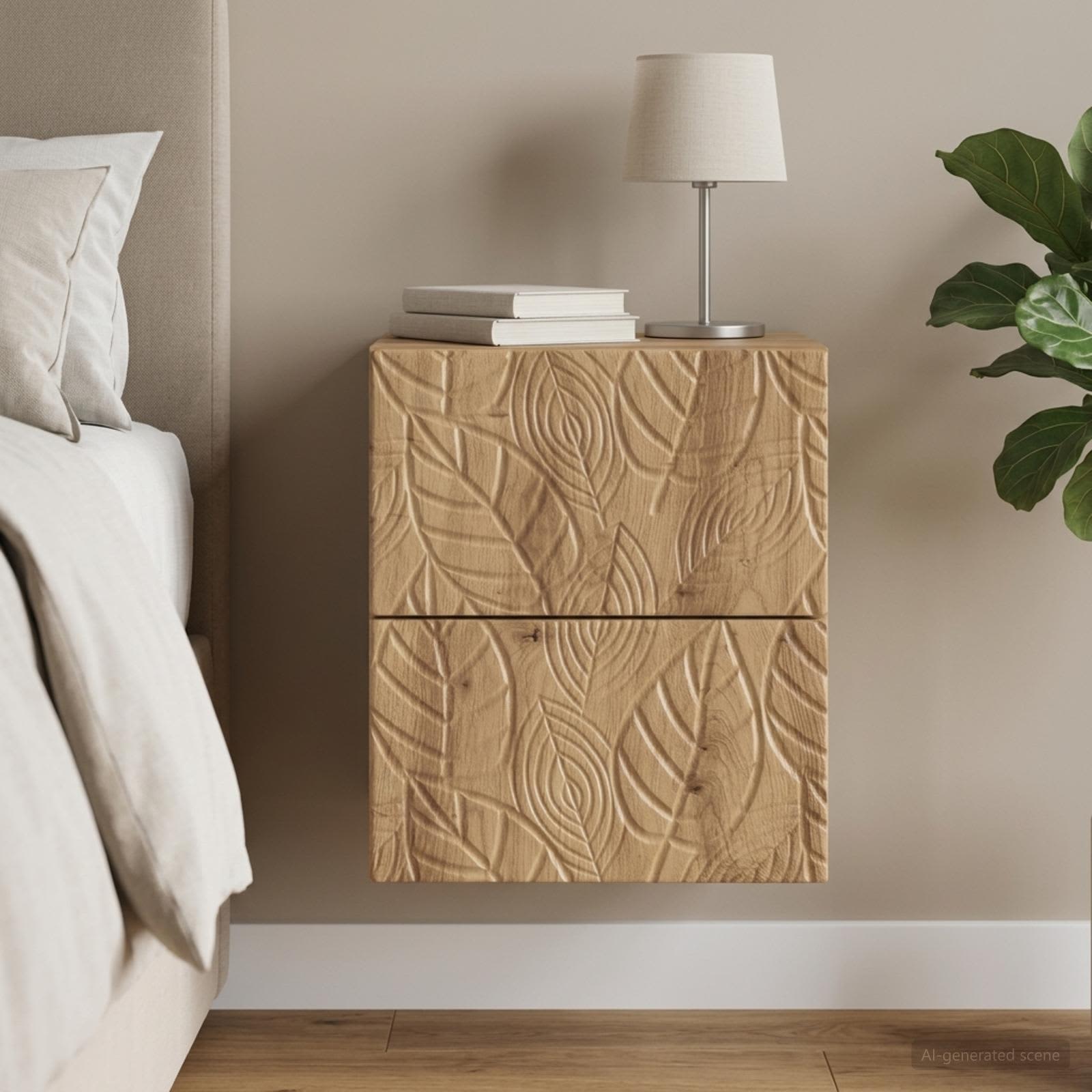 Wandbeugel Bedkast Artisanaal eiken 34,5 x 33 x 40 cm – afbeelding 1