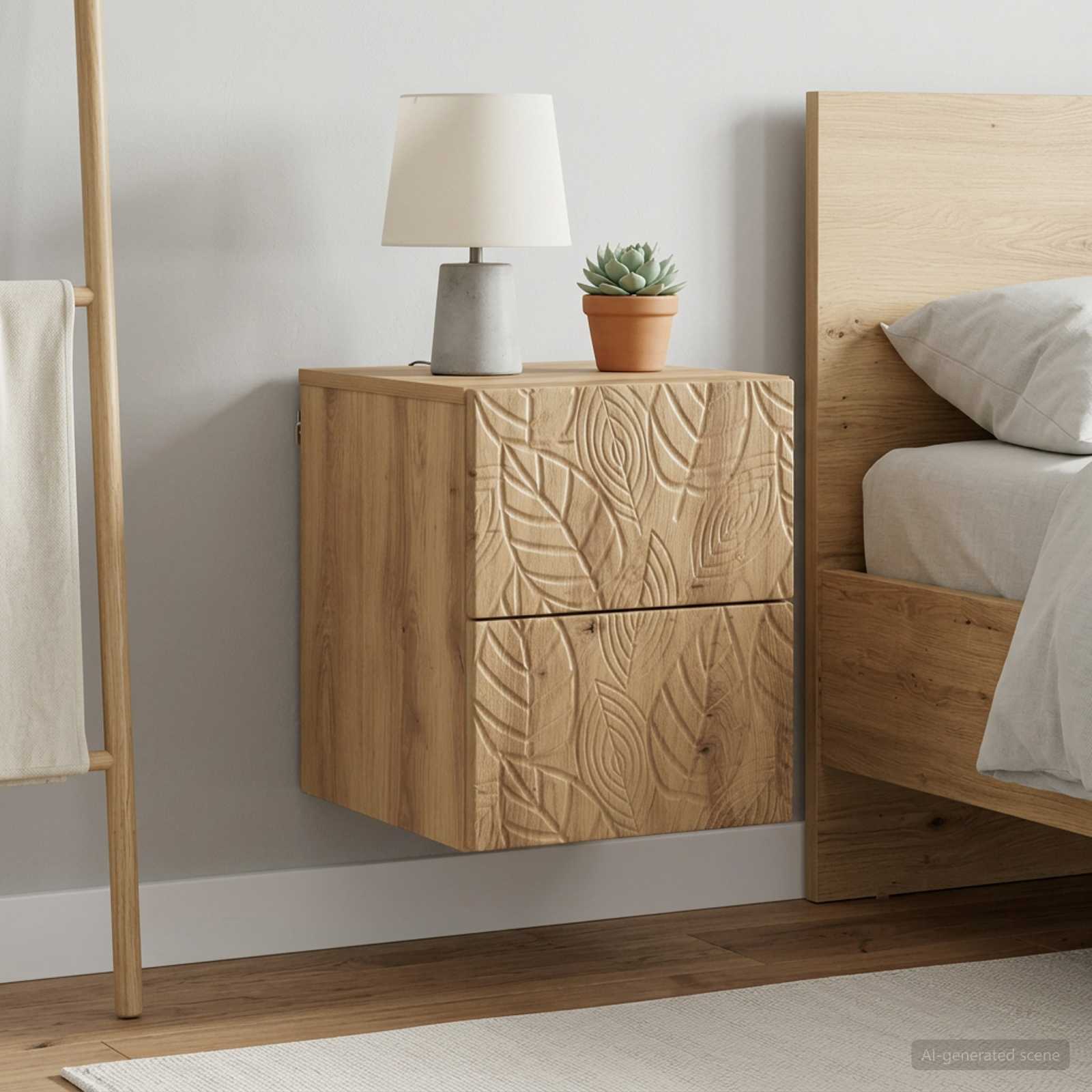 Wandbeugel Bedkast 2 st Artisanaal eiken 34,5 x 33 x 40 cm