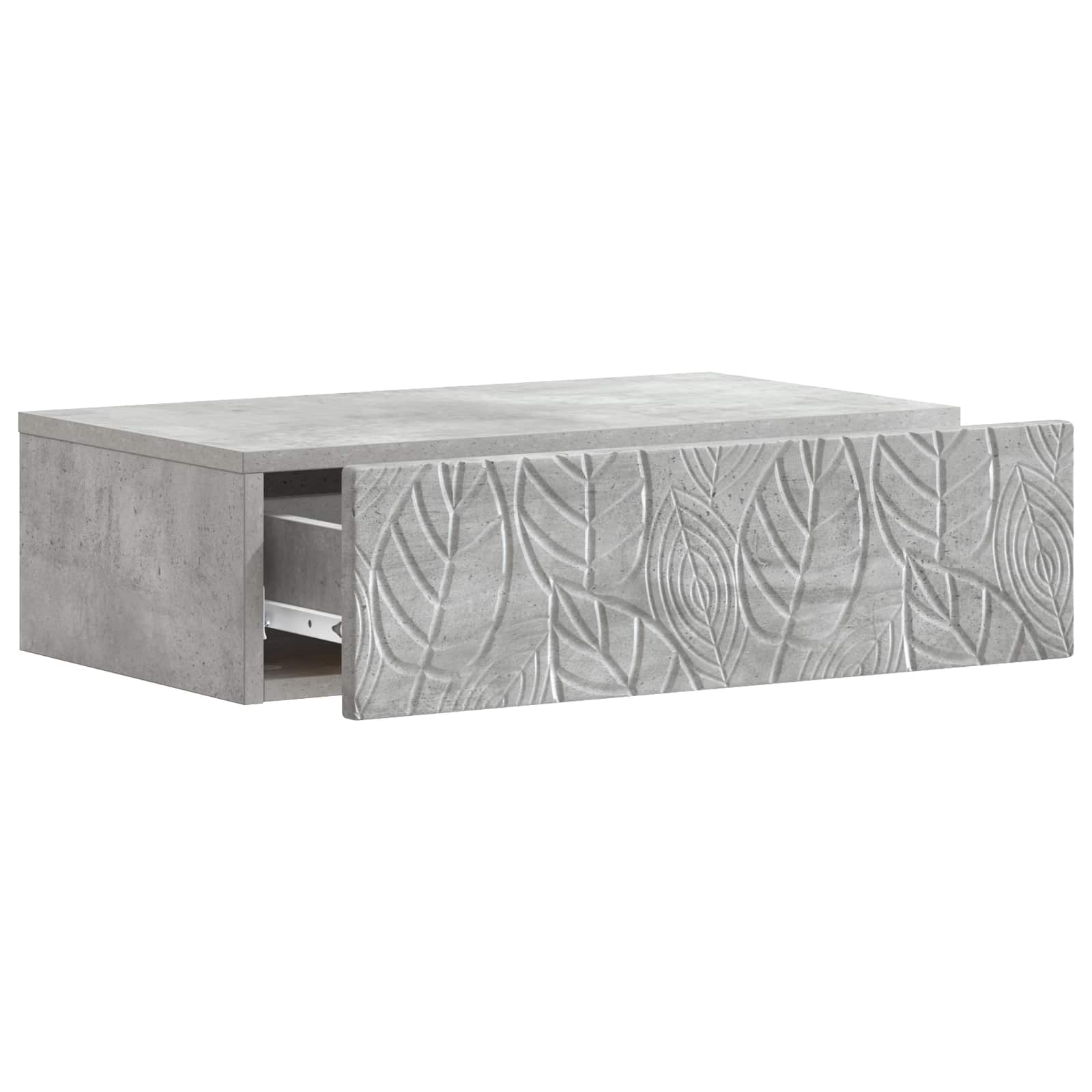 Wandmontage Zijtafel Betongrijs 59 x 34,5 x 17 cm Bewerkt hout – afbeelding 3