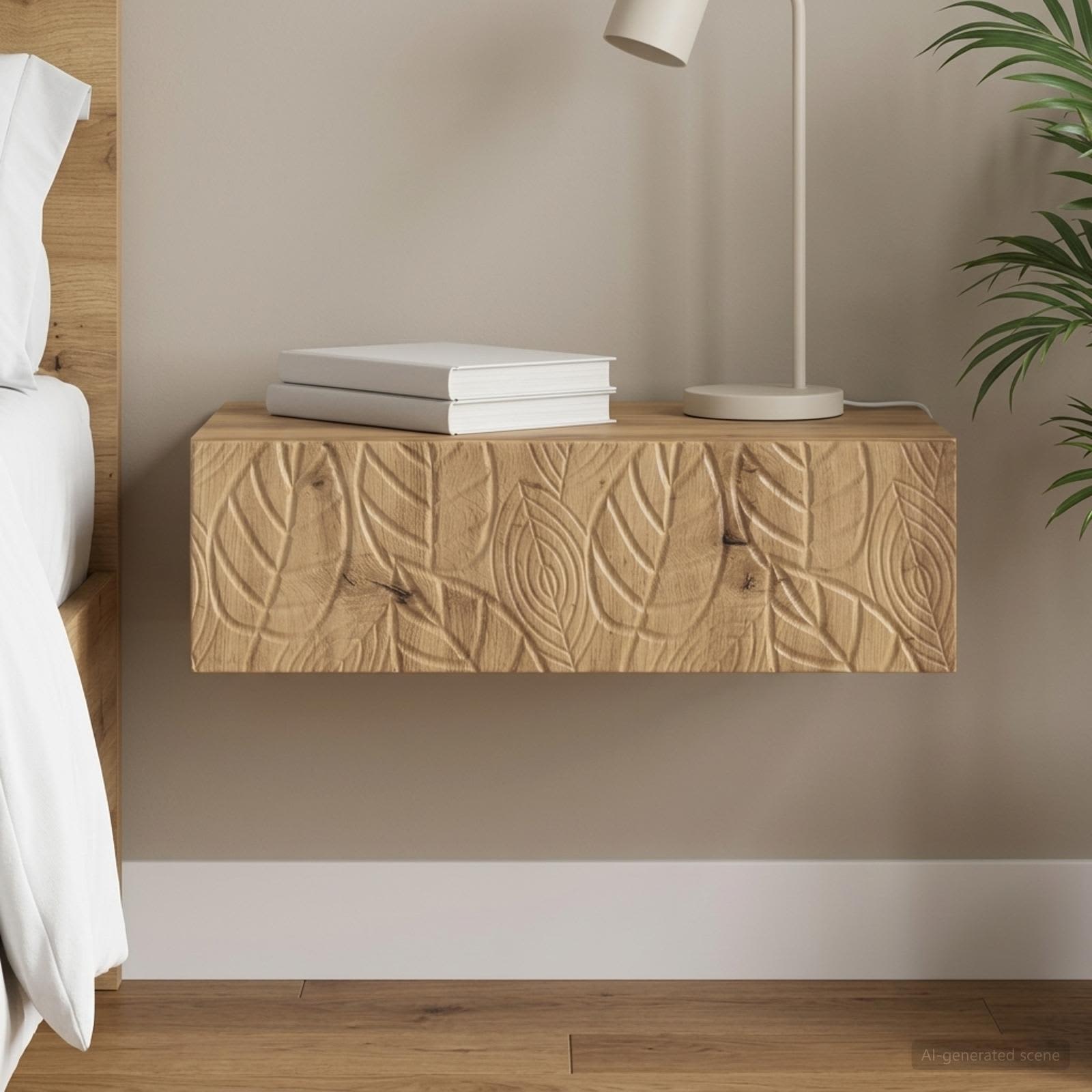 Wandmontage Zijtafel 59 x 34,5 x 17 cm Bewerkt hout