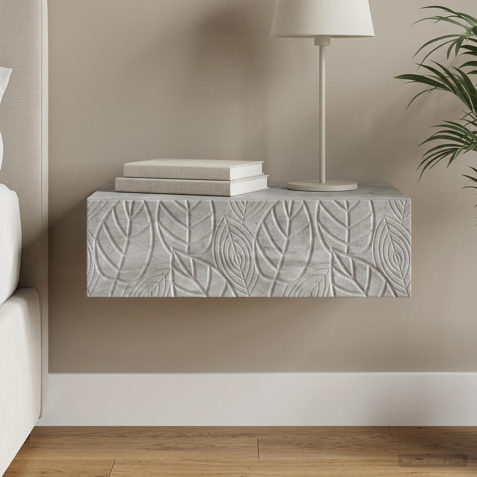 Wandmontage Zijtafel Betongrijs 87,5 x 34,5 x 17 cm – afbeelding 1