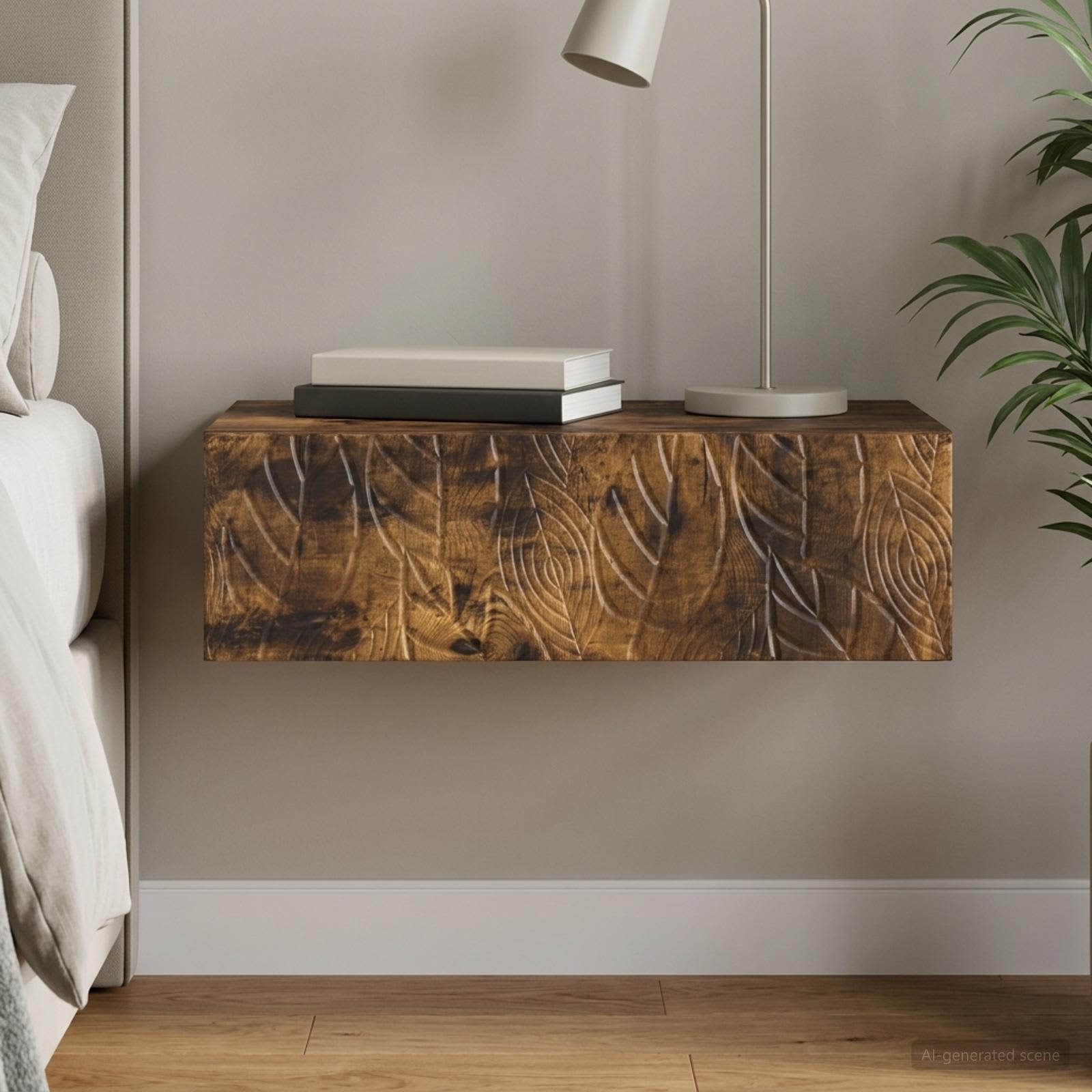 Wandmontage Zijtafel Gerookt eiken 87,5 x 34,5 x 17 cm