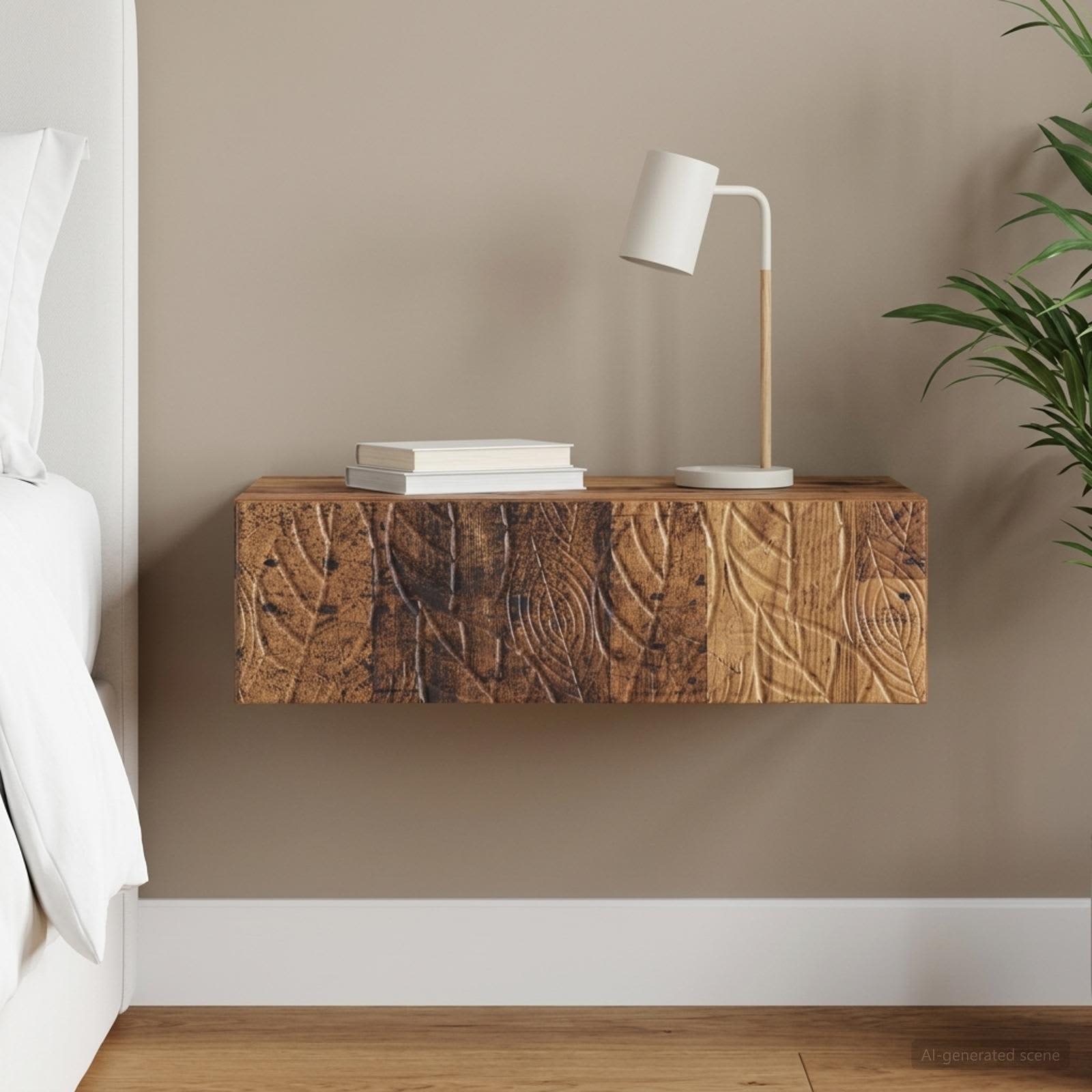 Wandmontage Zijtafel Oud hout 87,5 x 34,5 x 17 cm Bewerkt hout – afbeelding 1
