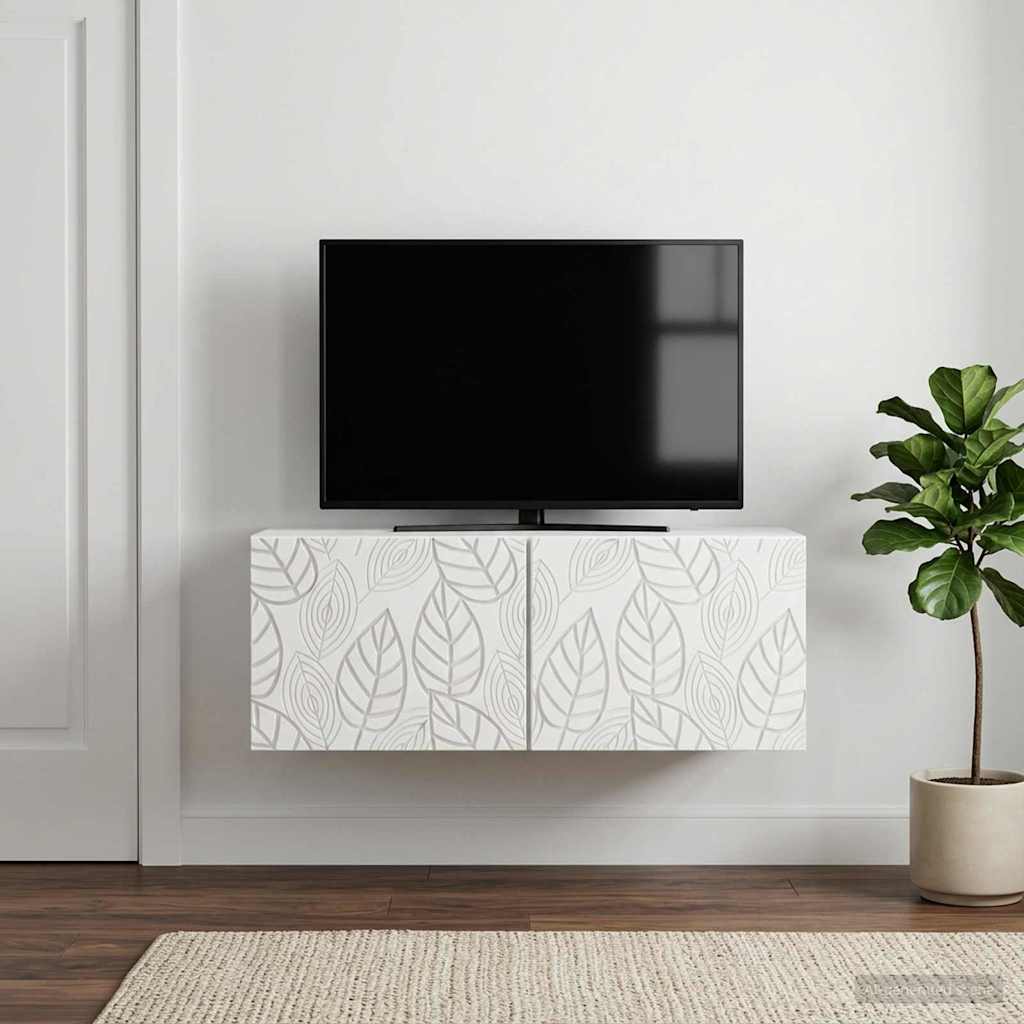 Wandbeugel TV-kast 59,5 x 41 x 30 cm Wit Bewerkt hout