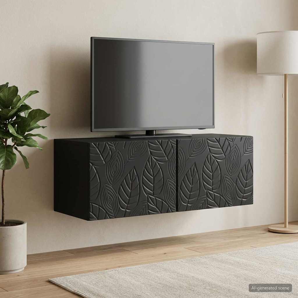 Wandbeugel TV-kast 59,5 x 41 x 30 cm Zwart Bewerkt hout – afbeelding 3