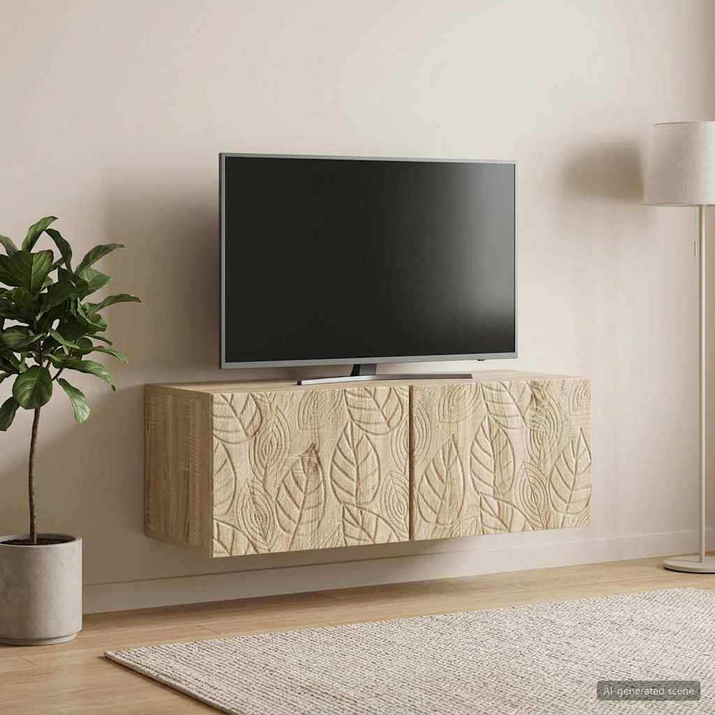 Wandbeugel TV-kast 59,5 x 41 x 30 cm Sonoma Eiken Bewerkt hout – afbeelding 3