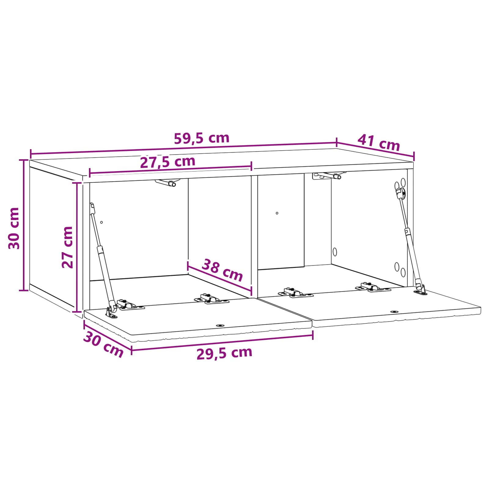 Wandbeugel TV-kast 59,5 x 41 x 30 cm Grijs Sonoma Bewerkt hout – afbeelding 9