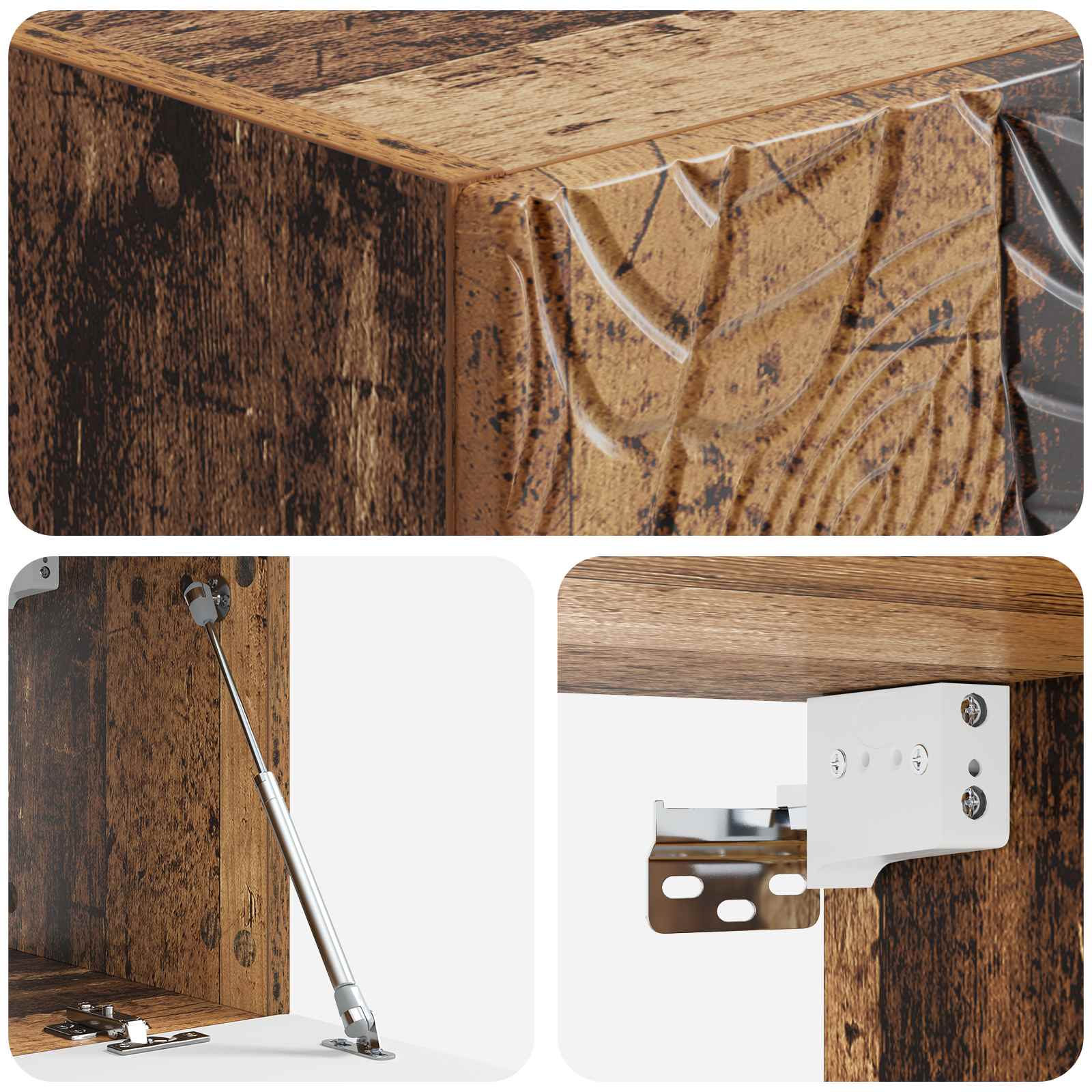 Wandbeugel TV-kast 59,5 x 41 x 30 cm Oud hout Bewerkt hout – afbeelding 8