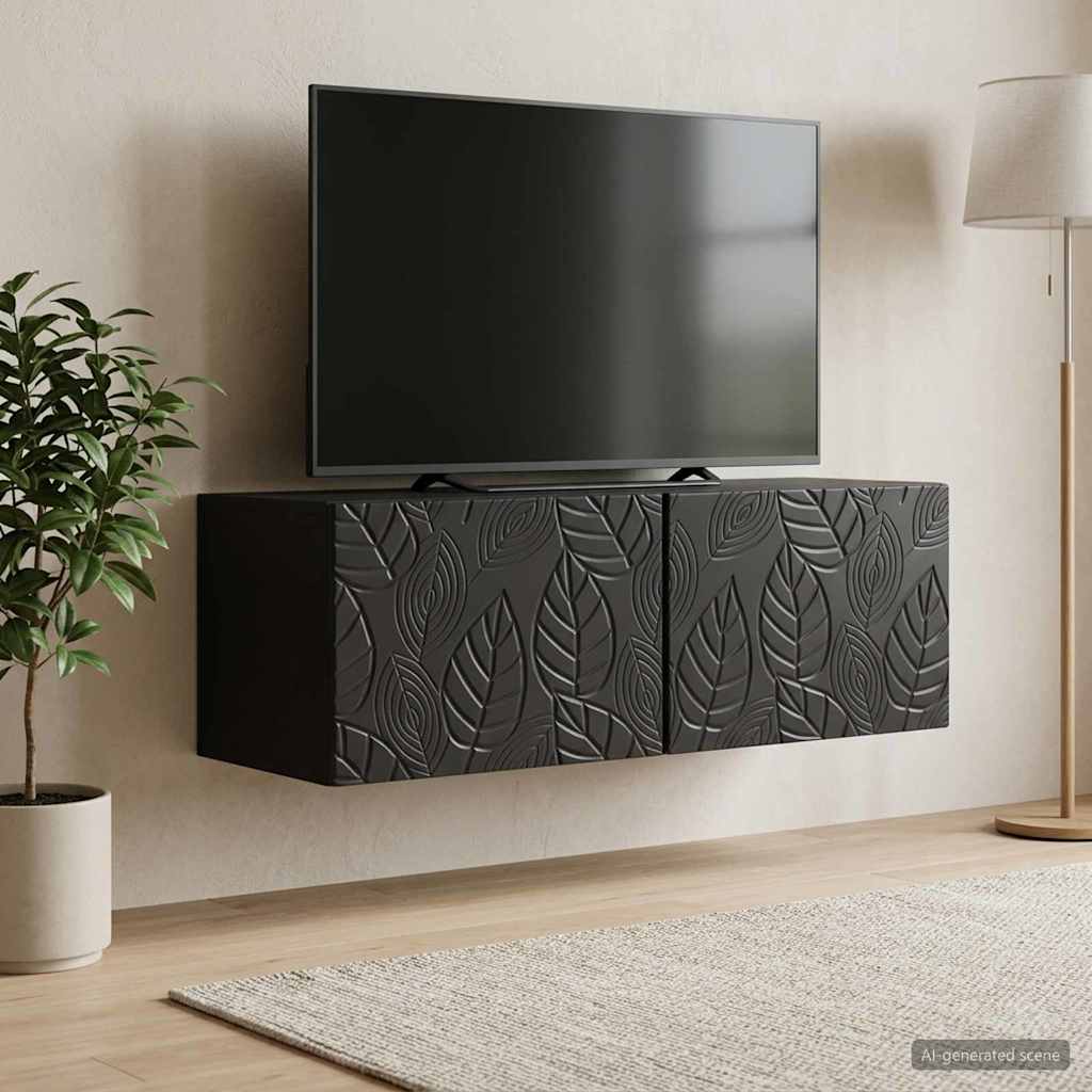 Wandbeugel TV-kast 78,5 x 41 x 30 cm Zwart Bewerkt hout – afbeelding 3