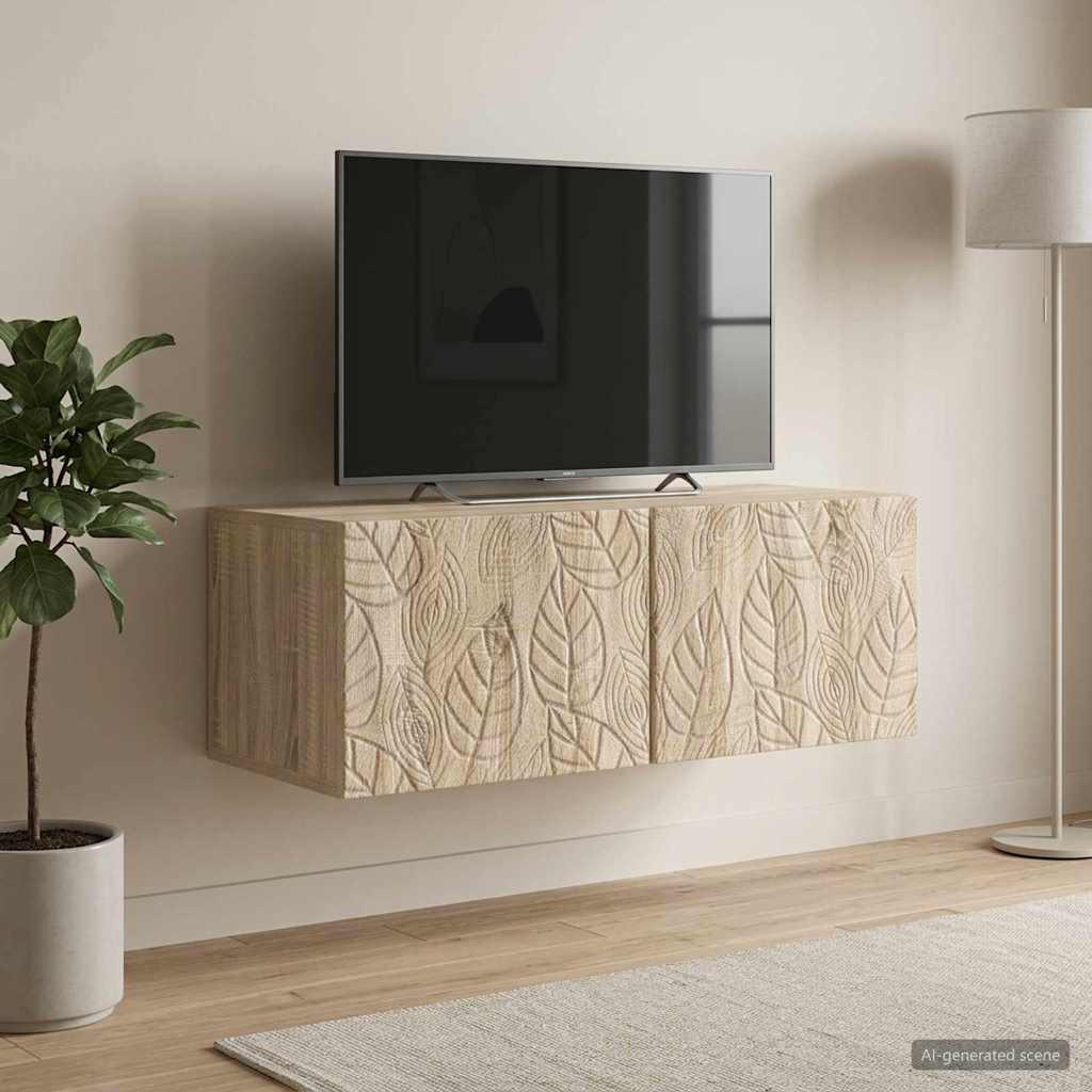 Wandbeugel TV-kast 78,5 x 41 x 30 cm Sonoma Eiken Bewerkt hout – afbeelding 3