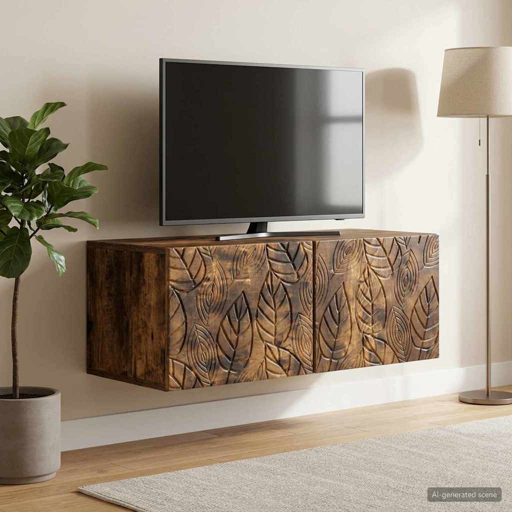 Wandbeugel TV-kast 78,5 x 41 x 30 cm Gerookt eiken Bewerkt hout – afbeelding 3