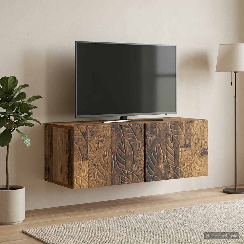 Wandbeugel TV-kast 78,5 x 41 x 30 cm Oud hout Bewerkt hout – afbeelding 1
