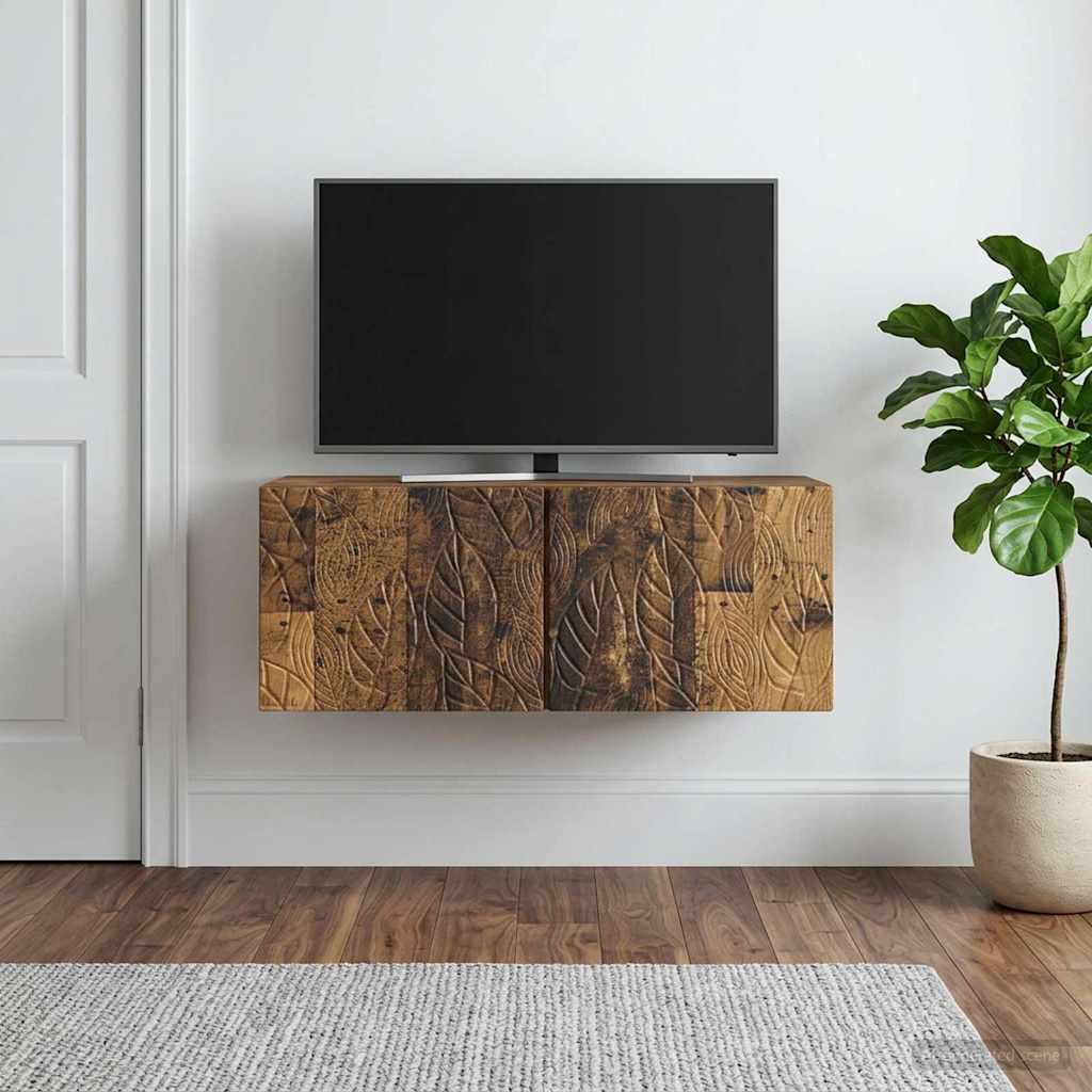 Wandbeugel TV-kast 78,5 x 41 x 30 cm Oud hout Bewerkt hout – afbeelding 3