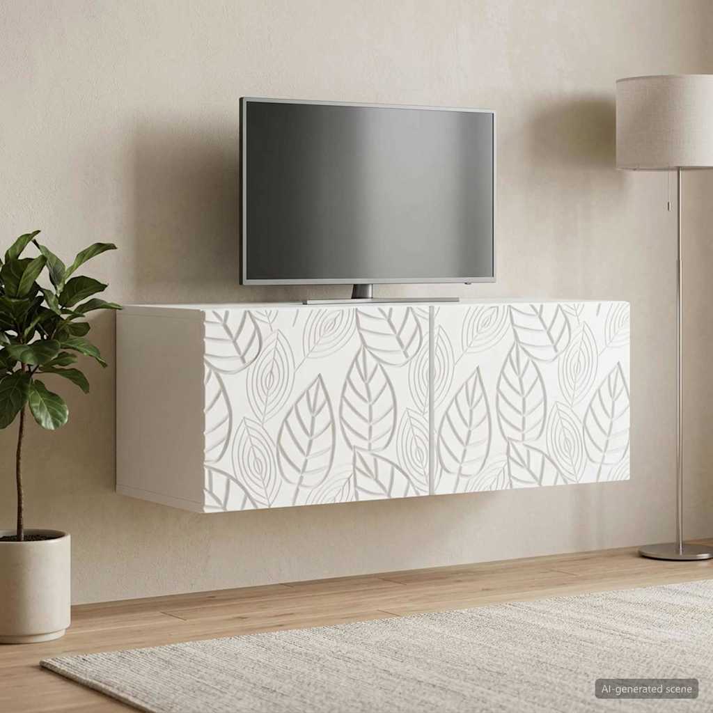 Wandbeugel TV-kast 98 x 41 x 30 cm Wit Bewerkt hout – afbeelding 1