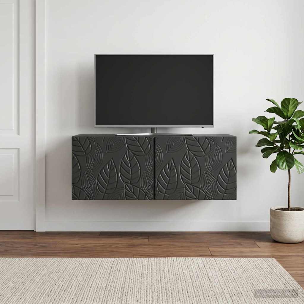 Wandbeugel TV-kast 98 x 41 x 30 cm Zwart Bewerkt hout – afbeelding 3