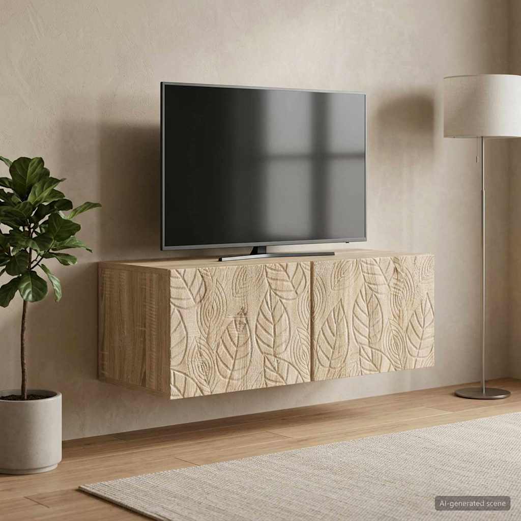 Wandbeugel TV-kast 98 x 41 x 30 cm Sonoma Eiken Bewerkt hout – afbeelding 3