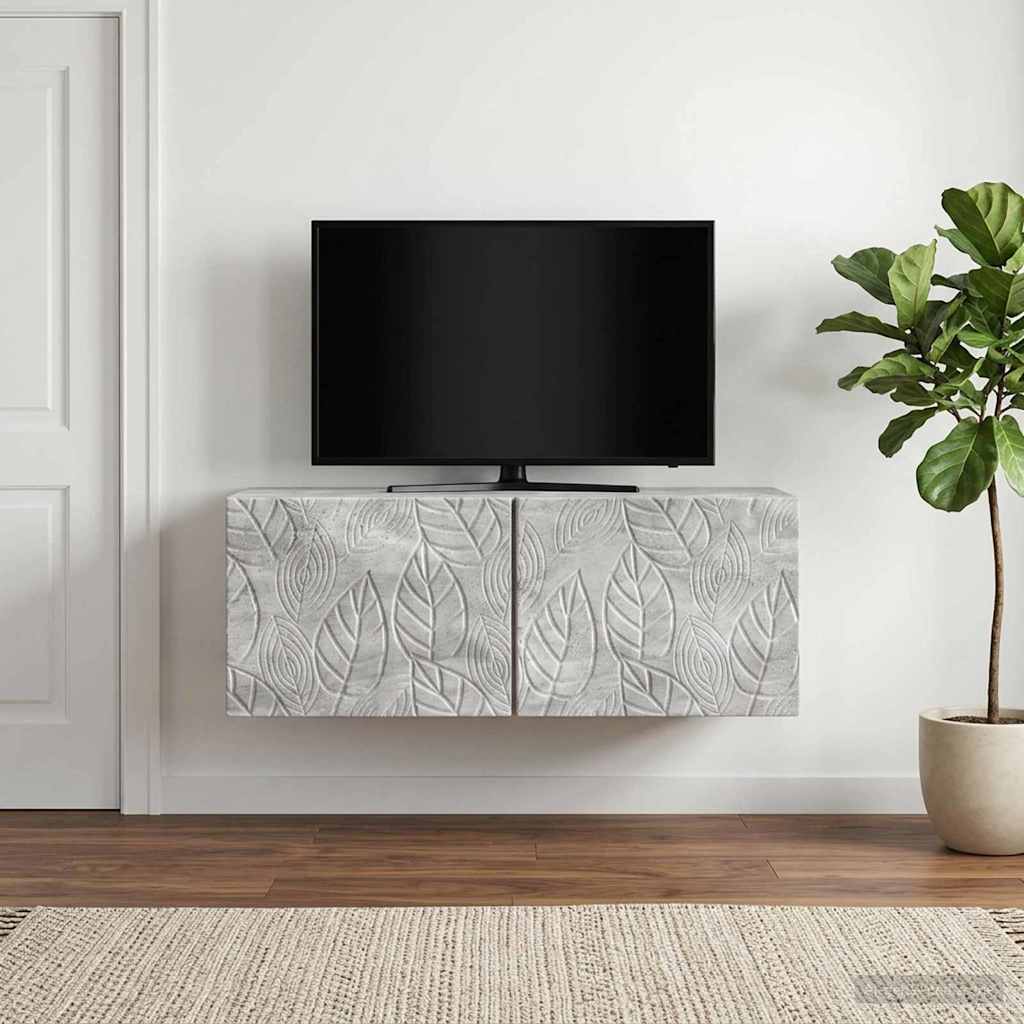Wandbeugel TV-kast 98 x 41 x 30 cm Betongrijs Bewerkt hout – afbeelding 1