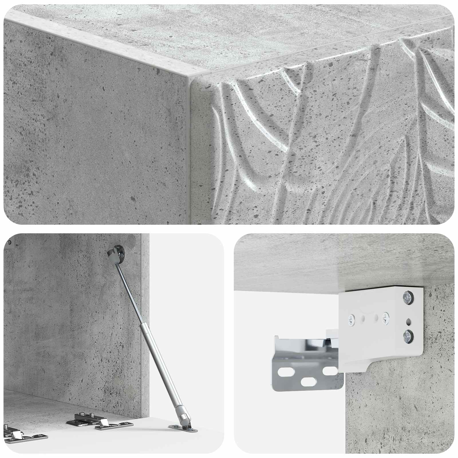 Wandbeugel TV-kast 98 x 41 x 30 cm Betongrijs Bewerkt hout – afbeelding 8