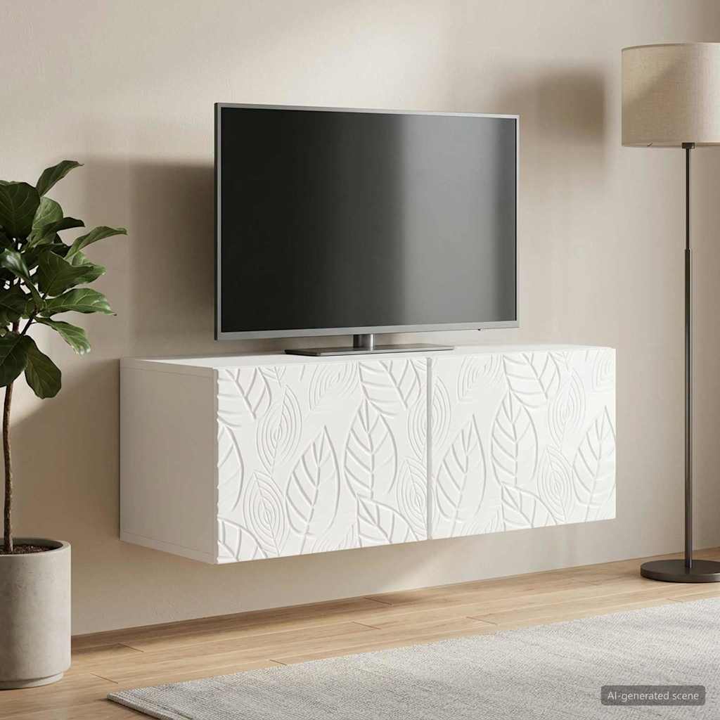 Wandbeugel TV-kast 98 x 41 x 30 cm Hoogglans Wit Bewerkt hout – afbeelding 1