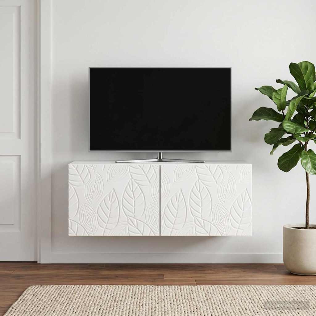 Wandbeugel TV-kast 98 x 41 x 30 cm Hoogglans Wit Bewerkt hout – afbeelding 3