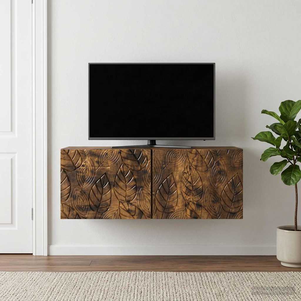 Wandbeugel TV-kast 98 x 41 x 30 cm Gerookt eiken Bewerkt hout – afbeelding 1