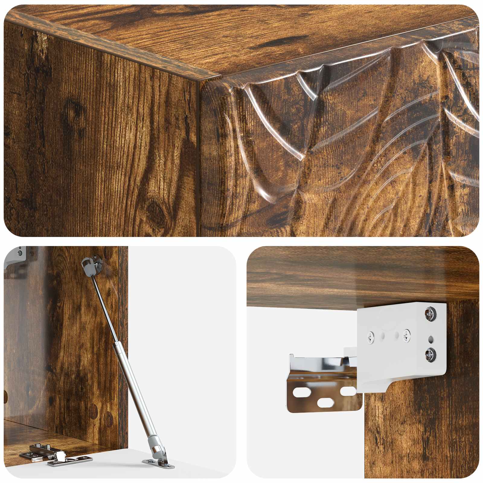 Wandbeugel TV-kast 98 x 41 x 30 cm Gerookt eiken Bewerkt hout – afbeelding 8